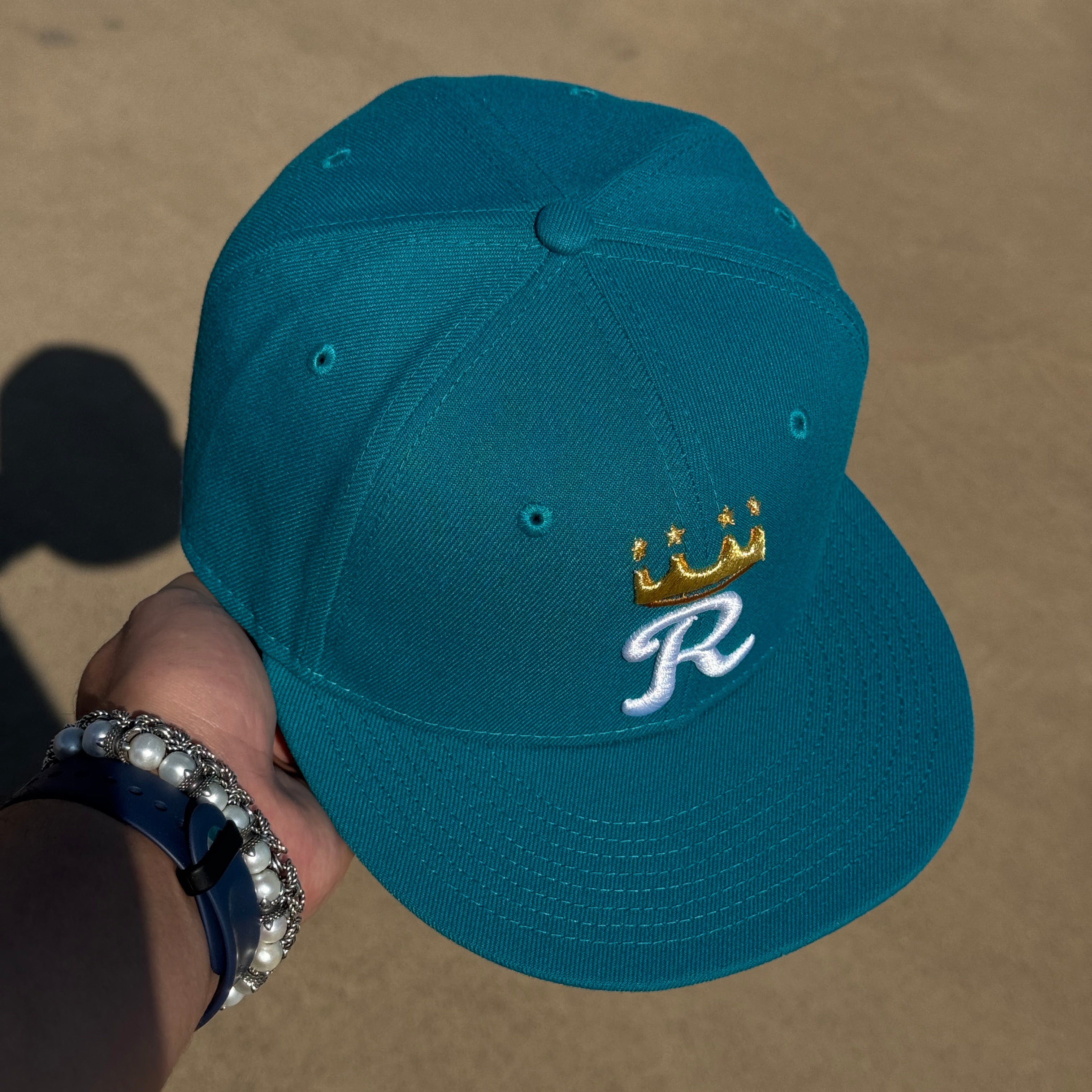 USED 1/8 Teal Kansas City Royals Simple Clean Dope 59fifty New Era Fitted Hat Cap