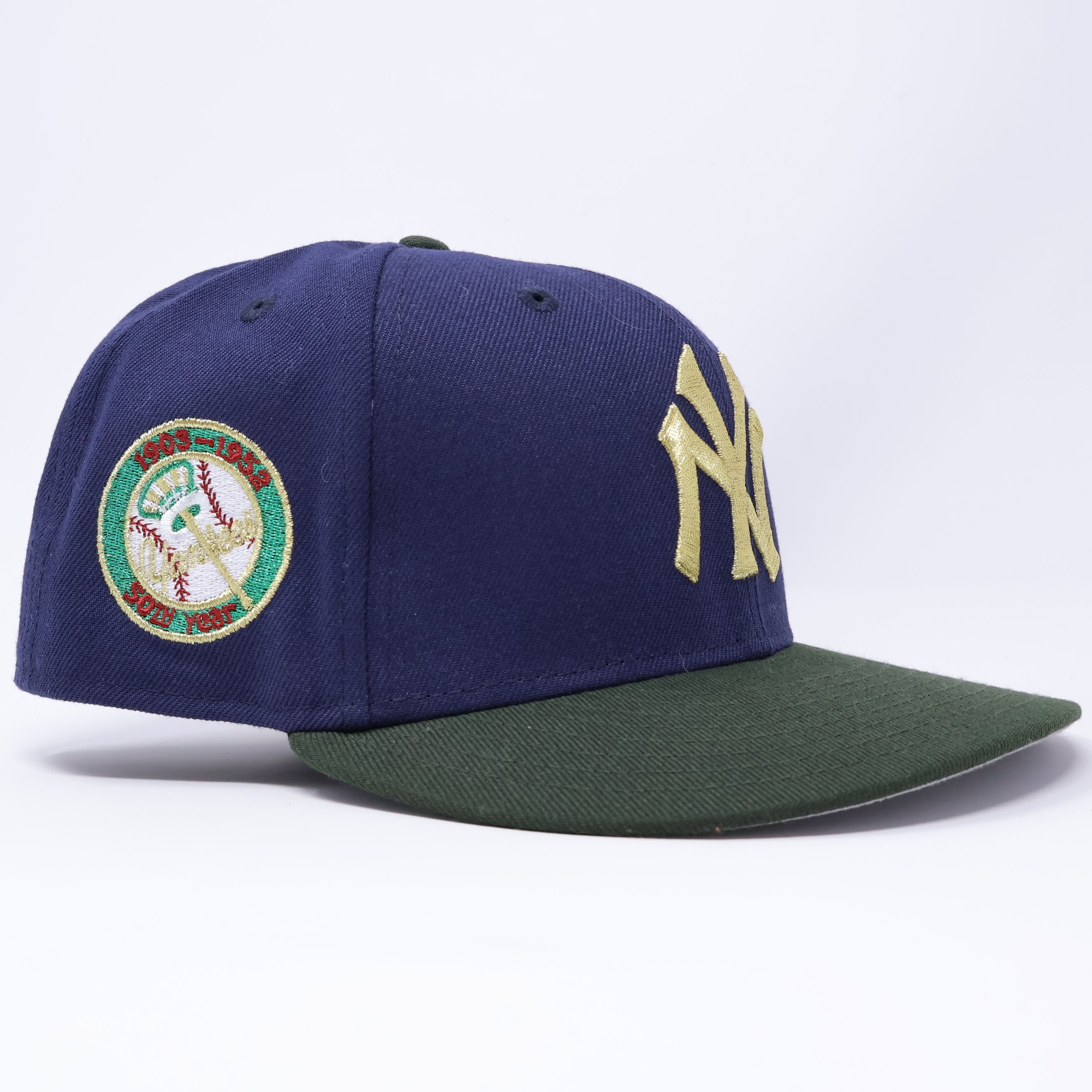 USED 3/8 Navy New York Yankees 50th Year 59fifty New Era Fitted Hat Cap
