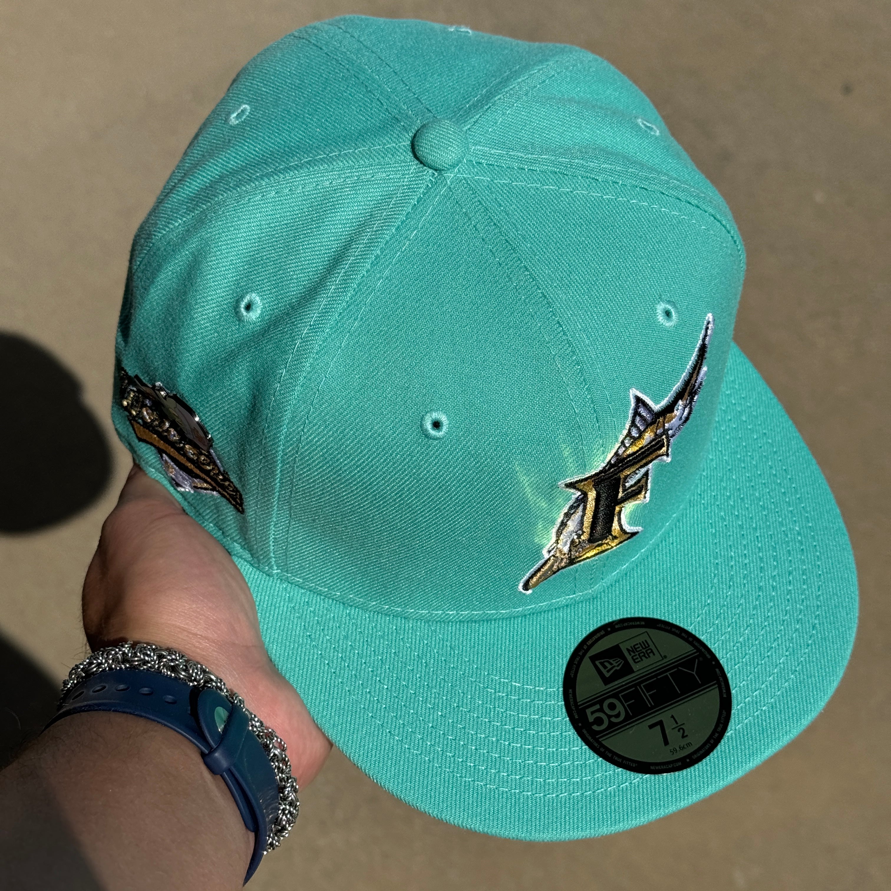 Turquoise Florida Marlins 1991 World Series 59fifty New Era Fitted Hat Souf Crowns