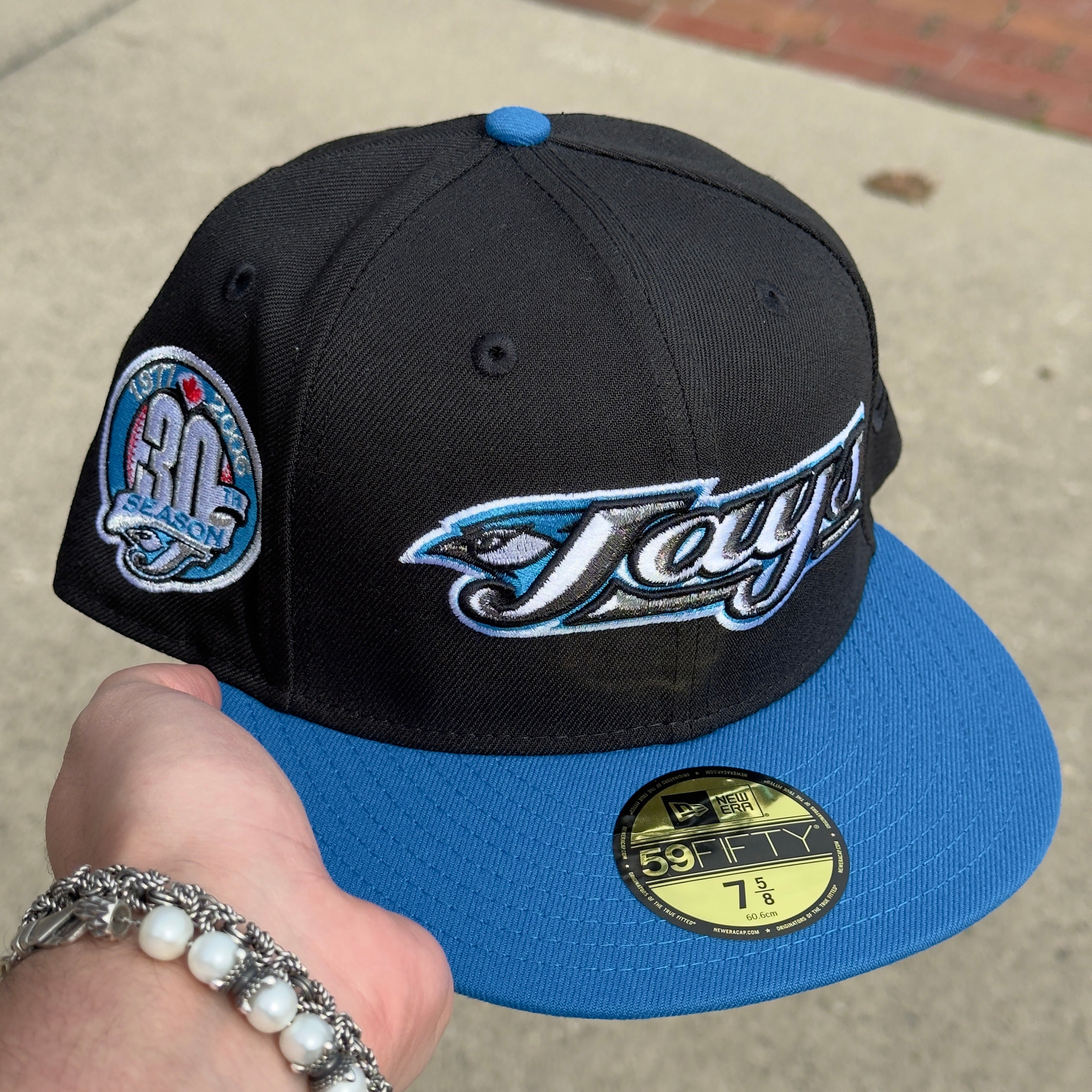 New Era Toronto Blue Jays Black and Red 59Fifty Fitted Hat 6 7/8