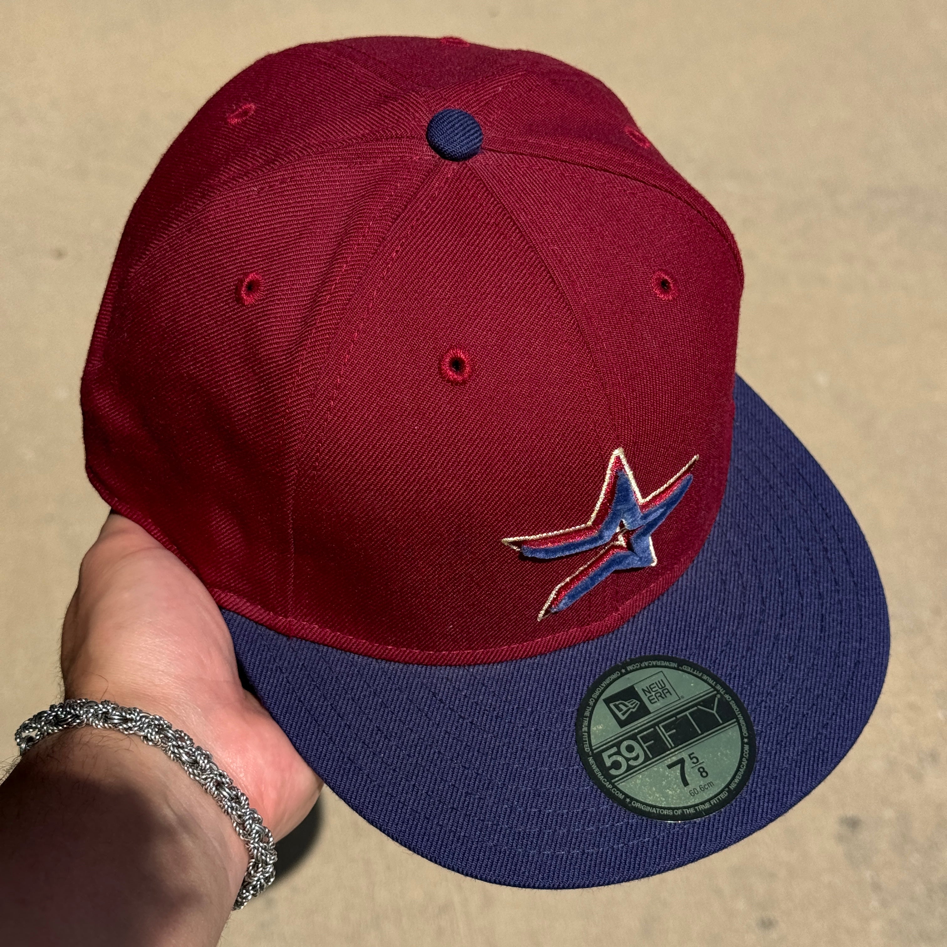 Maroon Houston Astros Simple Plain Clean 59fifty New Era Fitted Hat Ca Souf Crowns