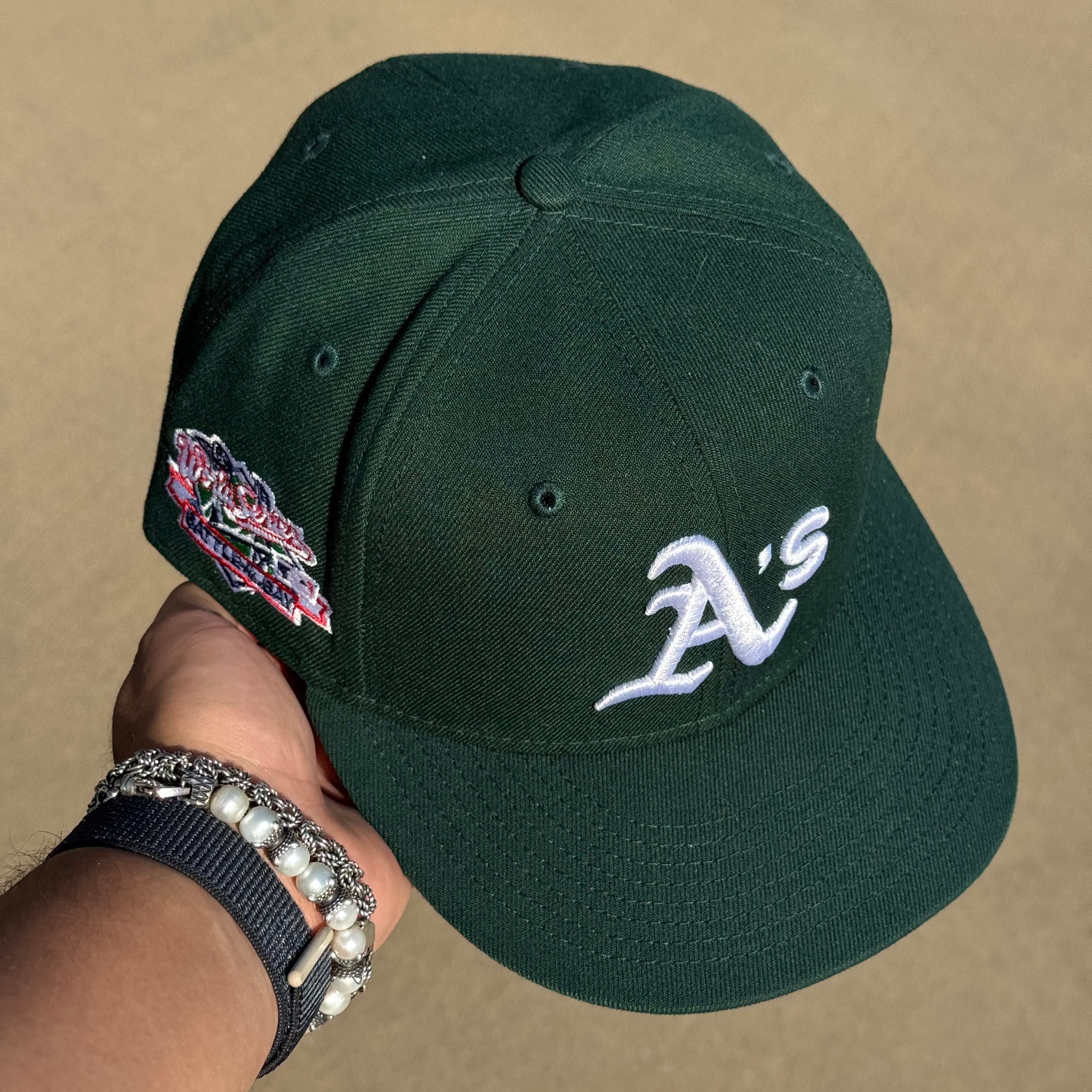 USED 5/8 Green Oakland Athletics 1989 World Series 59fifty New Era Fitted Hat Cap