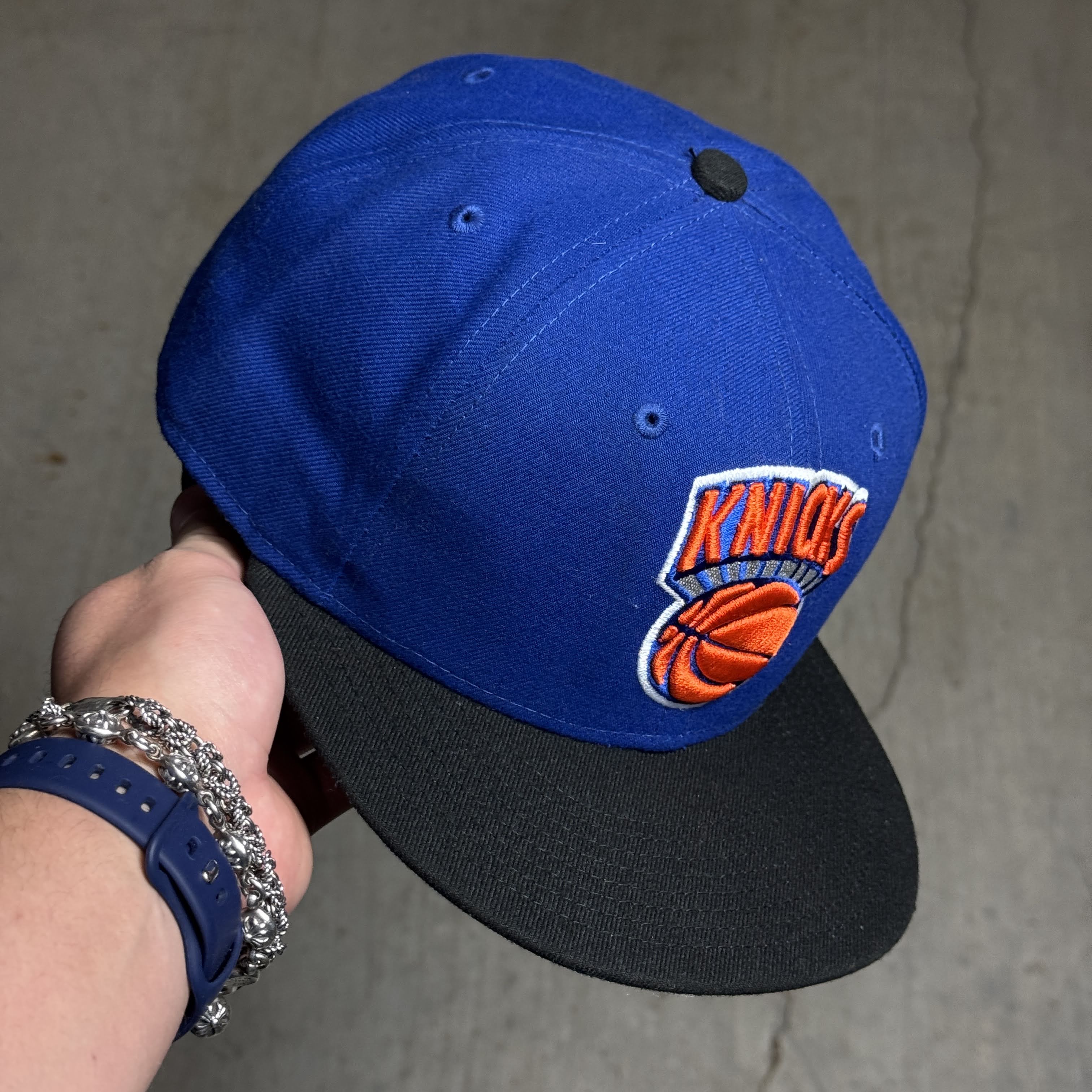 USED 3/4 Blue New York Knicks NBA 59fifty New Era Fitted Hat Cap