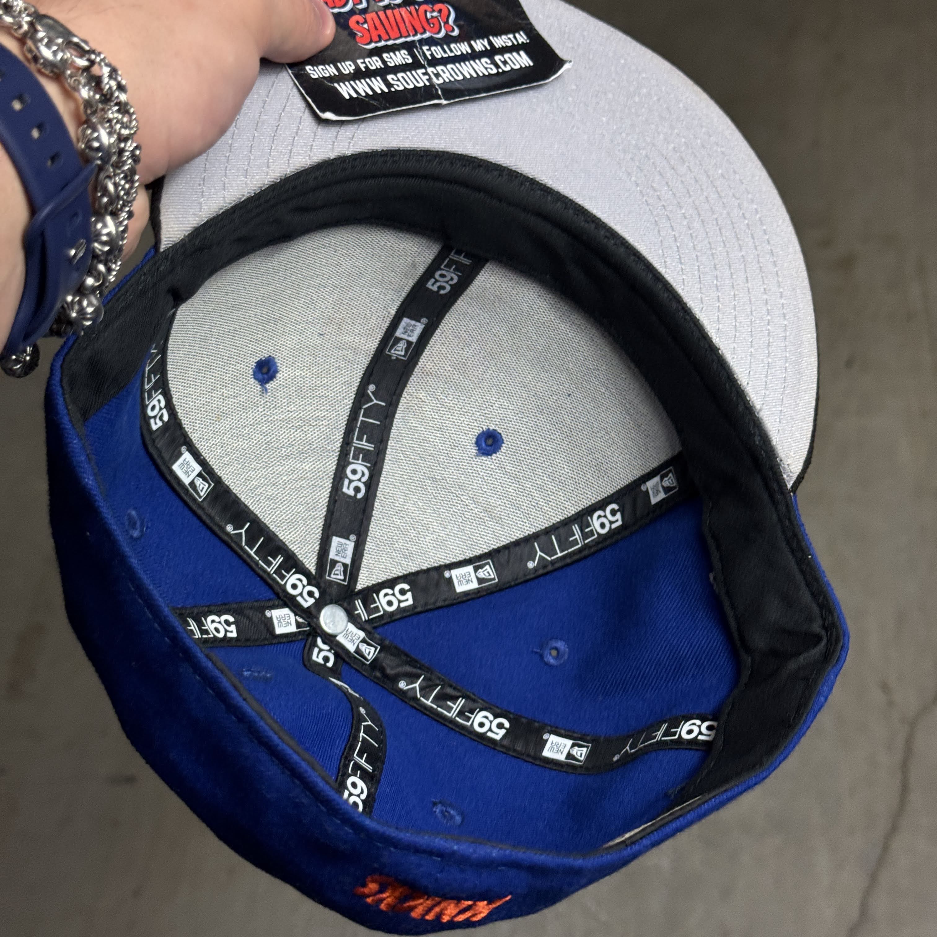 USED 3/4 Blue New York Knicks NBA 59fifty New Era Fitted Hat Cap