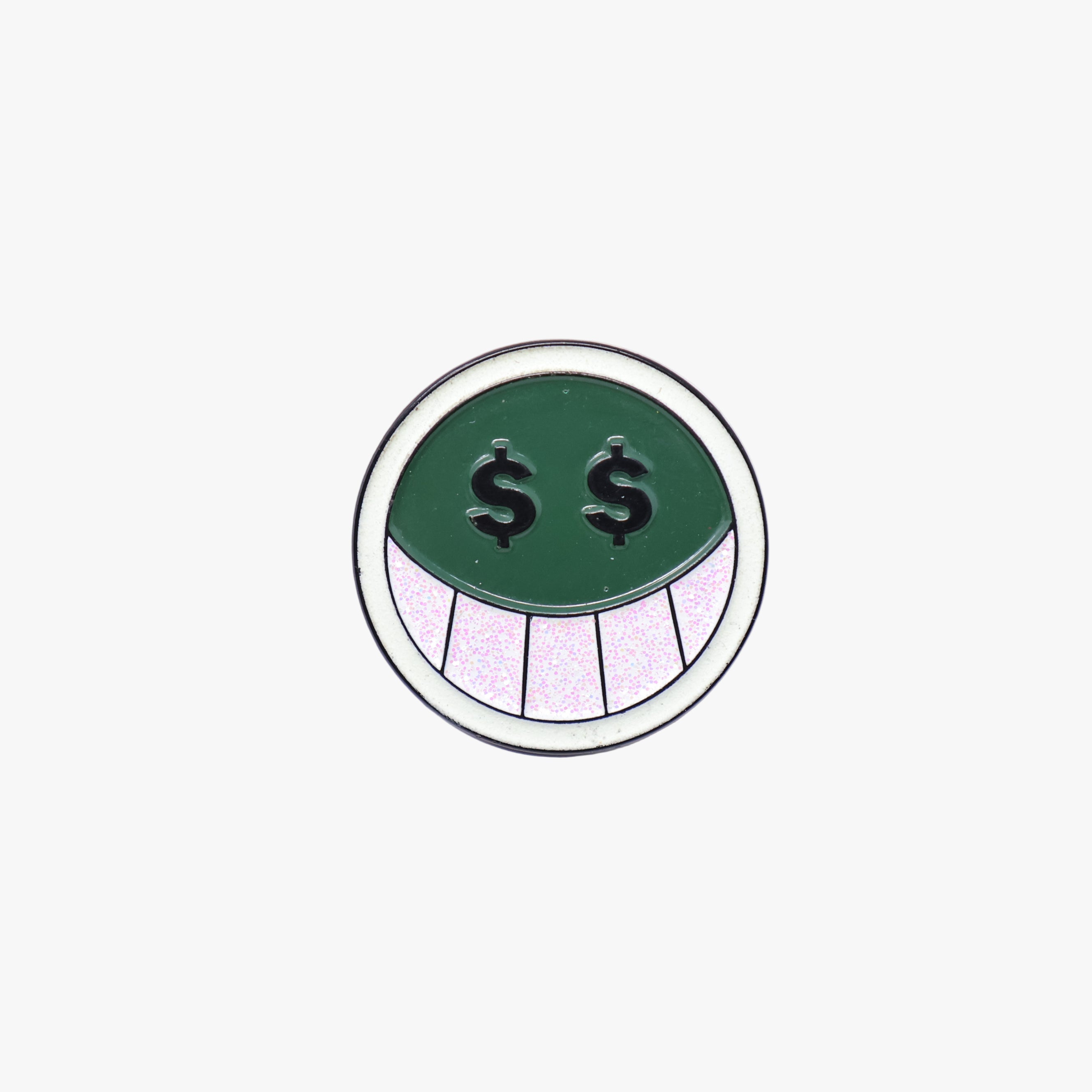 CozyBrimz Green Money Sign Smiley Face Coin Pin