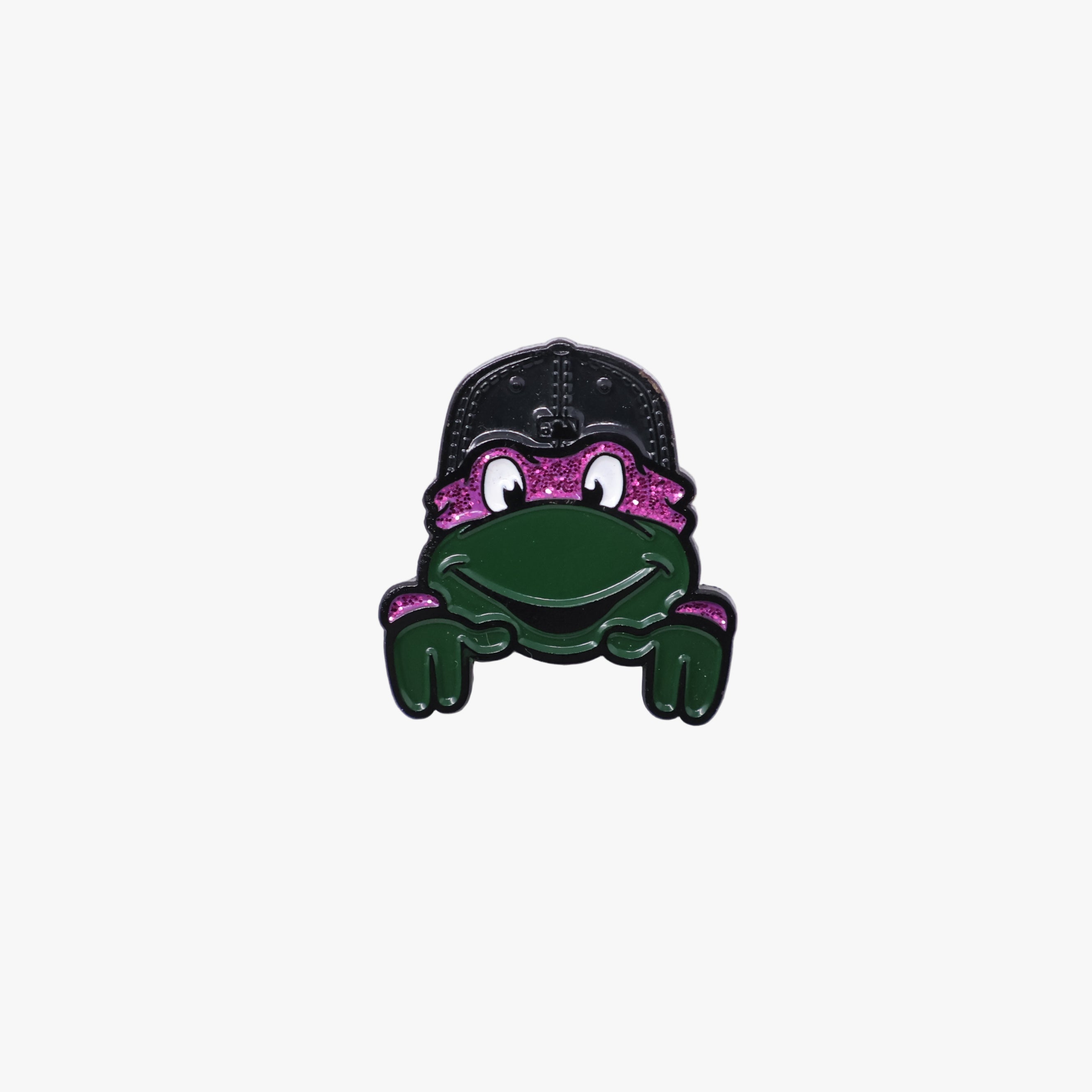 Green TMNT Turtle Purple Bandana Black Cap Graphic Pin