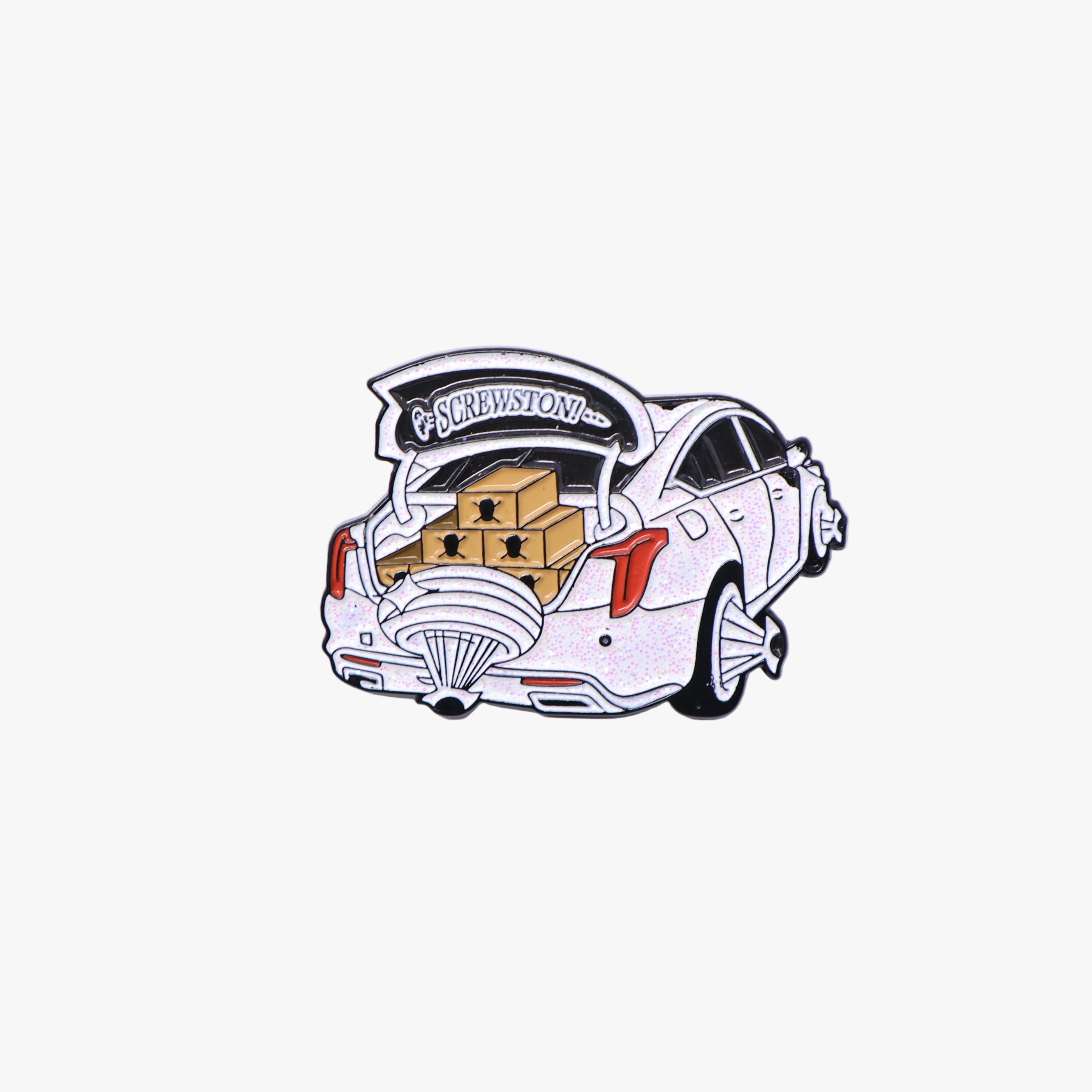 TXFitteds Screwston White Iris Glitter Slab Car Graphic Pin