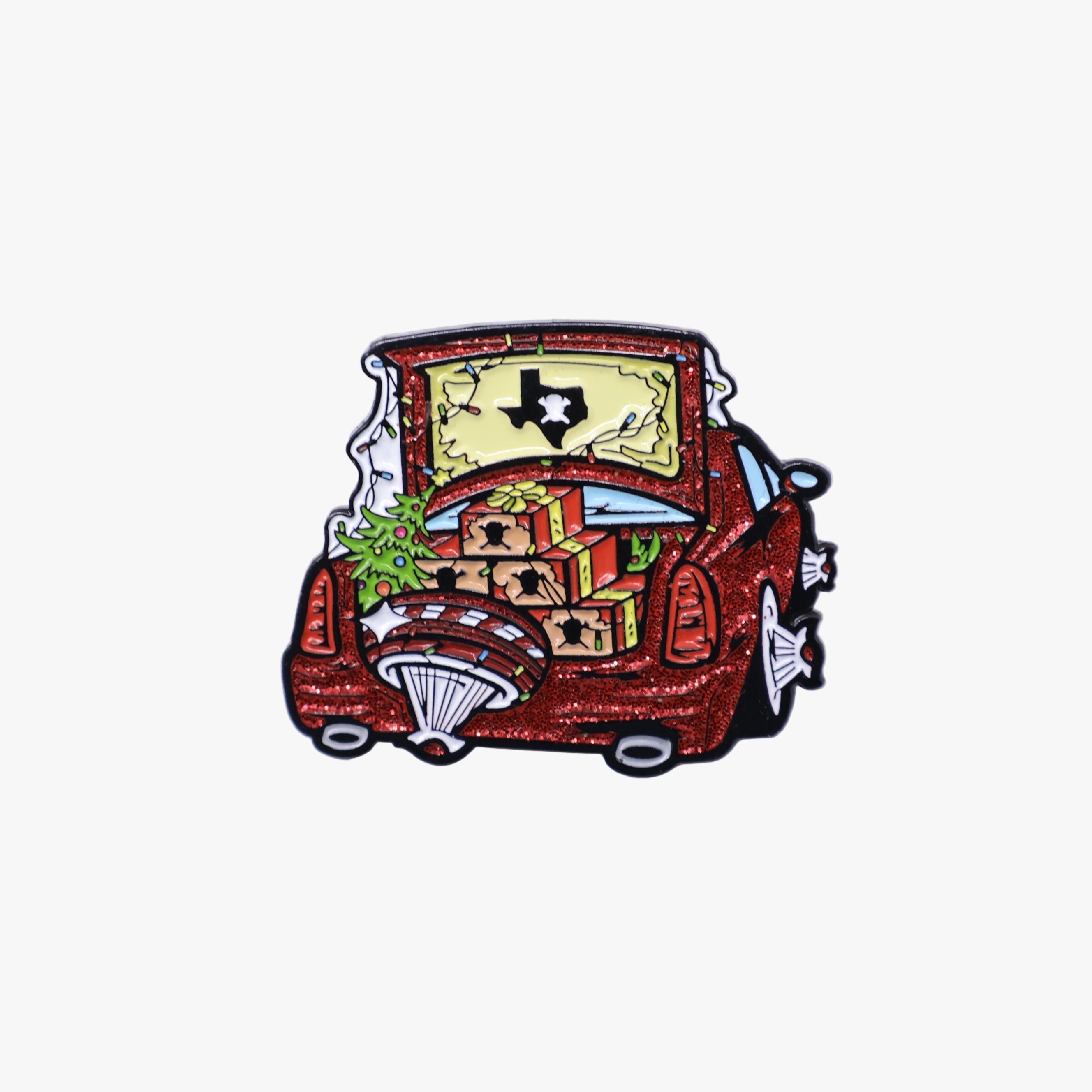TXFitteds Texas State Red Christmas Slab Car Graphic Pin