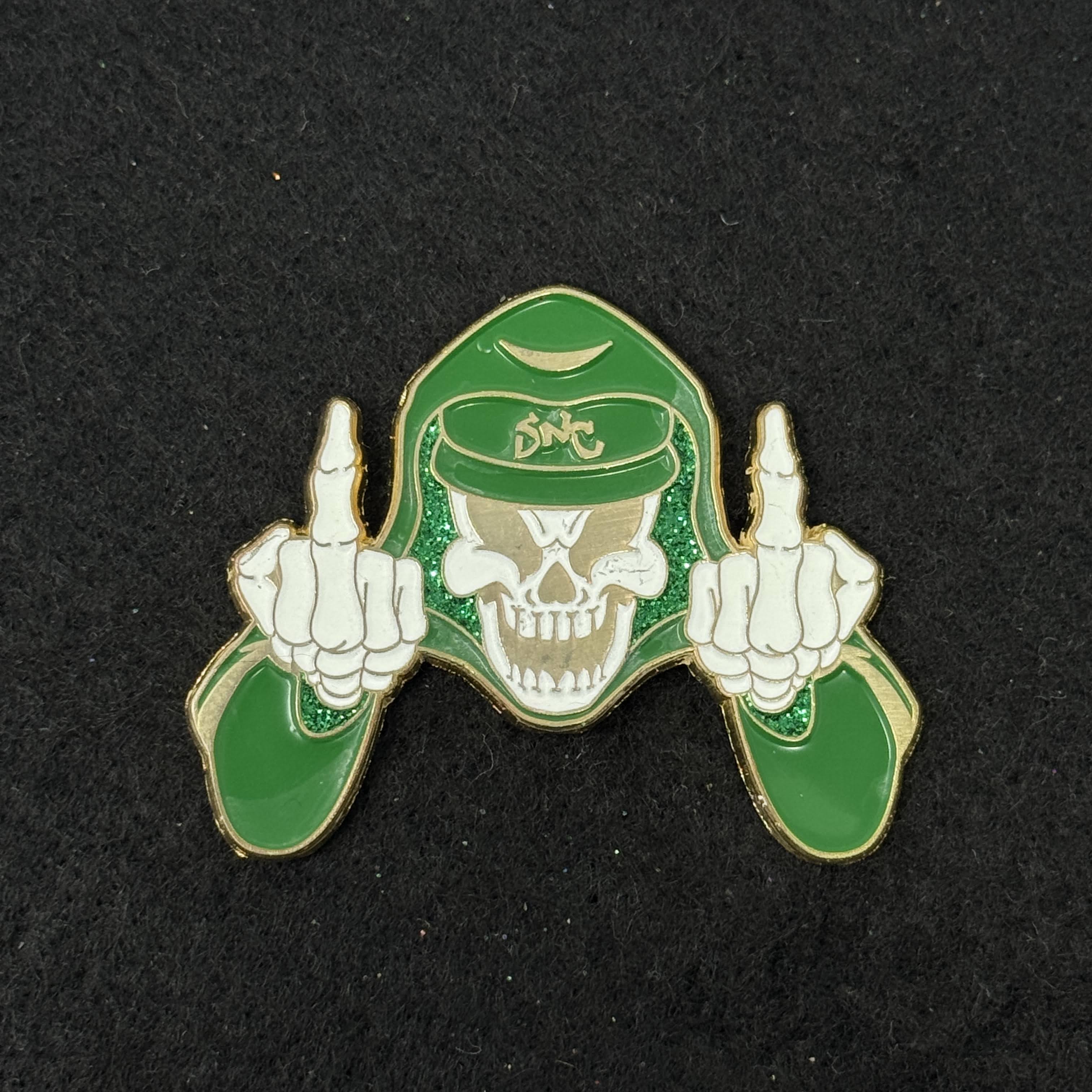 SNC Green/White F Your Feelings Skeleton MLB Logo Pin