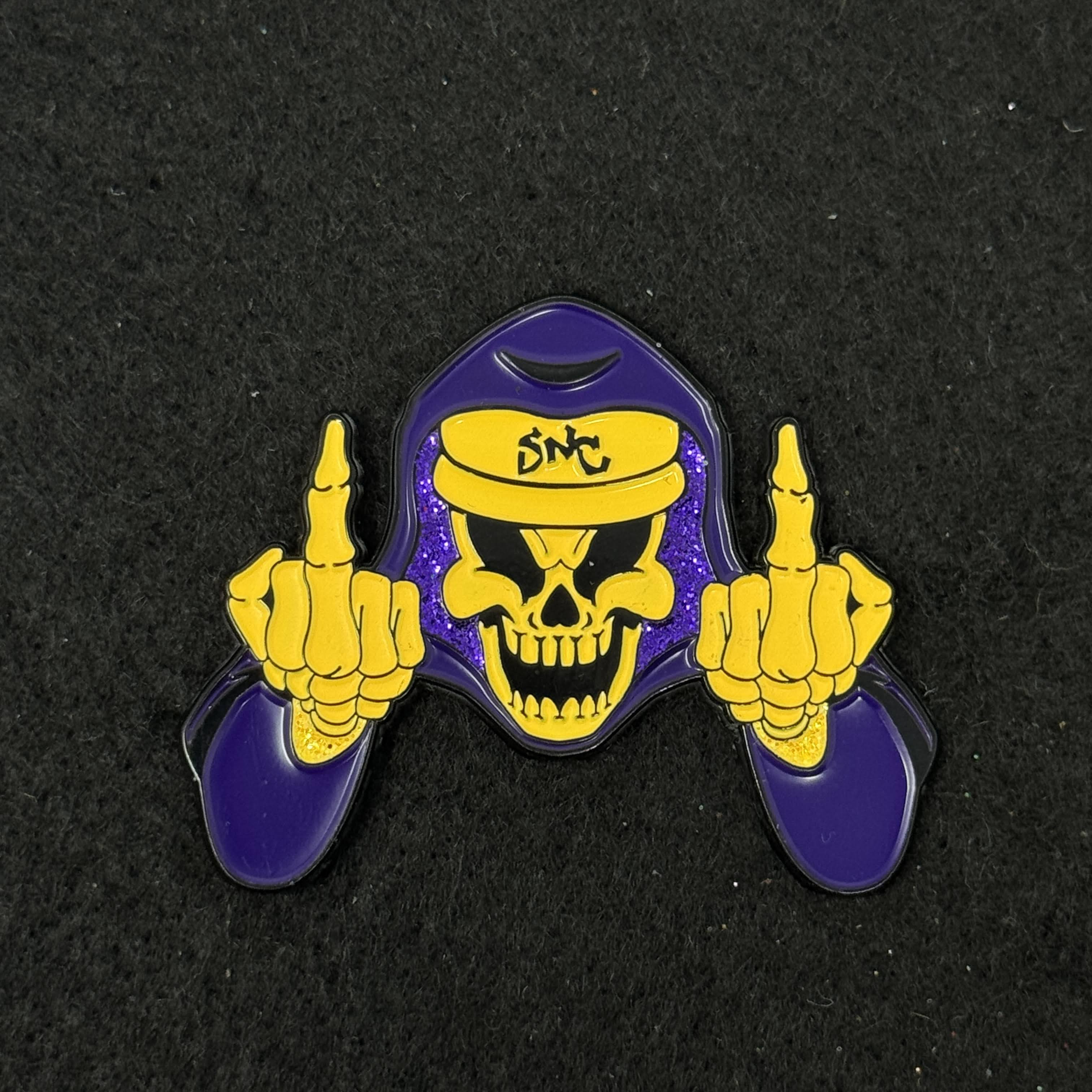 SNC Purple/Yellow F Your Feelings Skeleton MLB Logo Pin