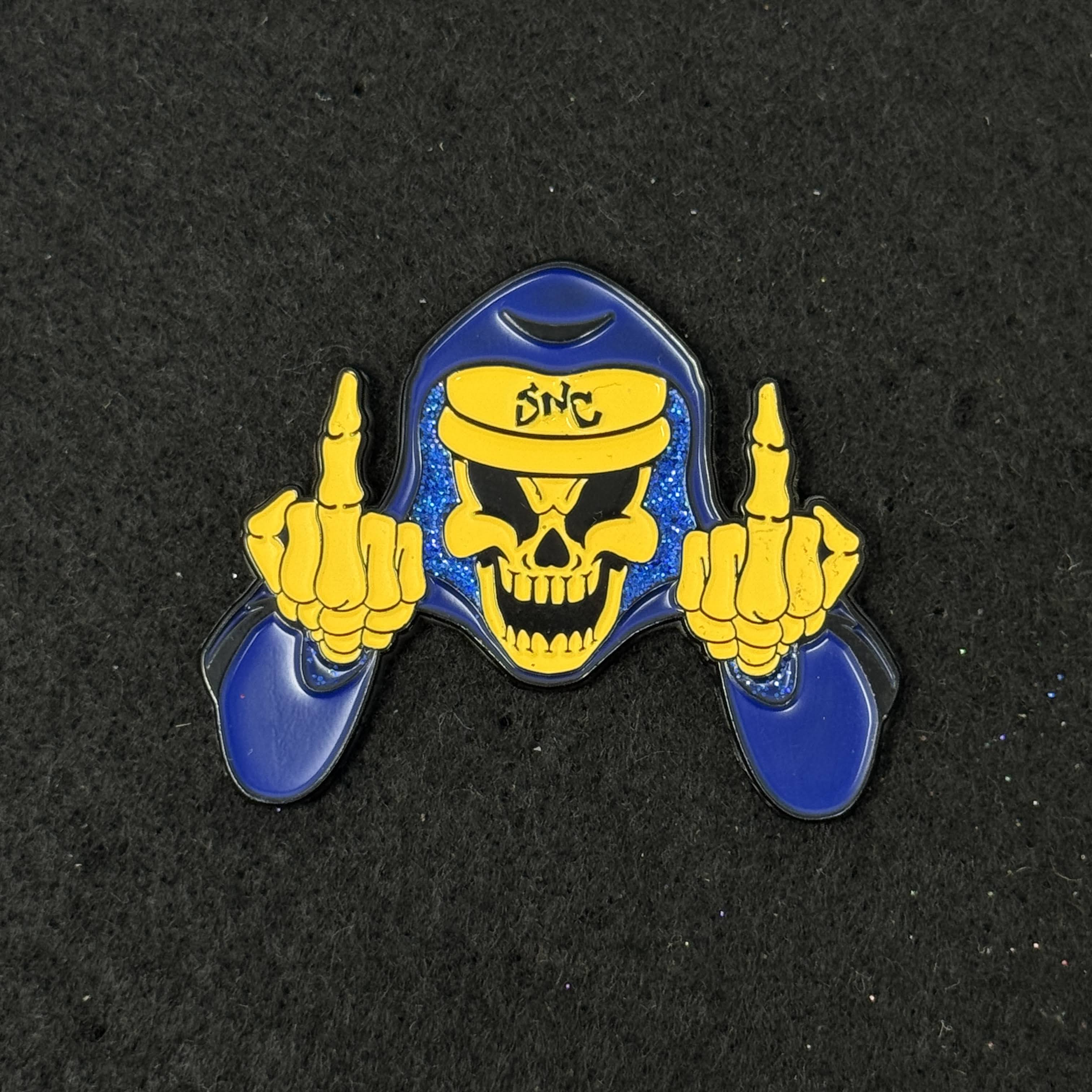 SNC Blue/Yellow F Your Feelings Skeleton MLB Logo Pin
