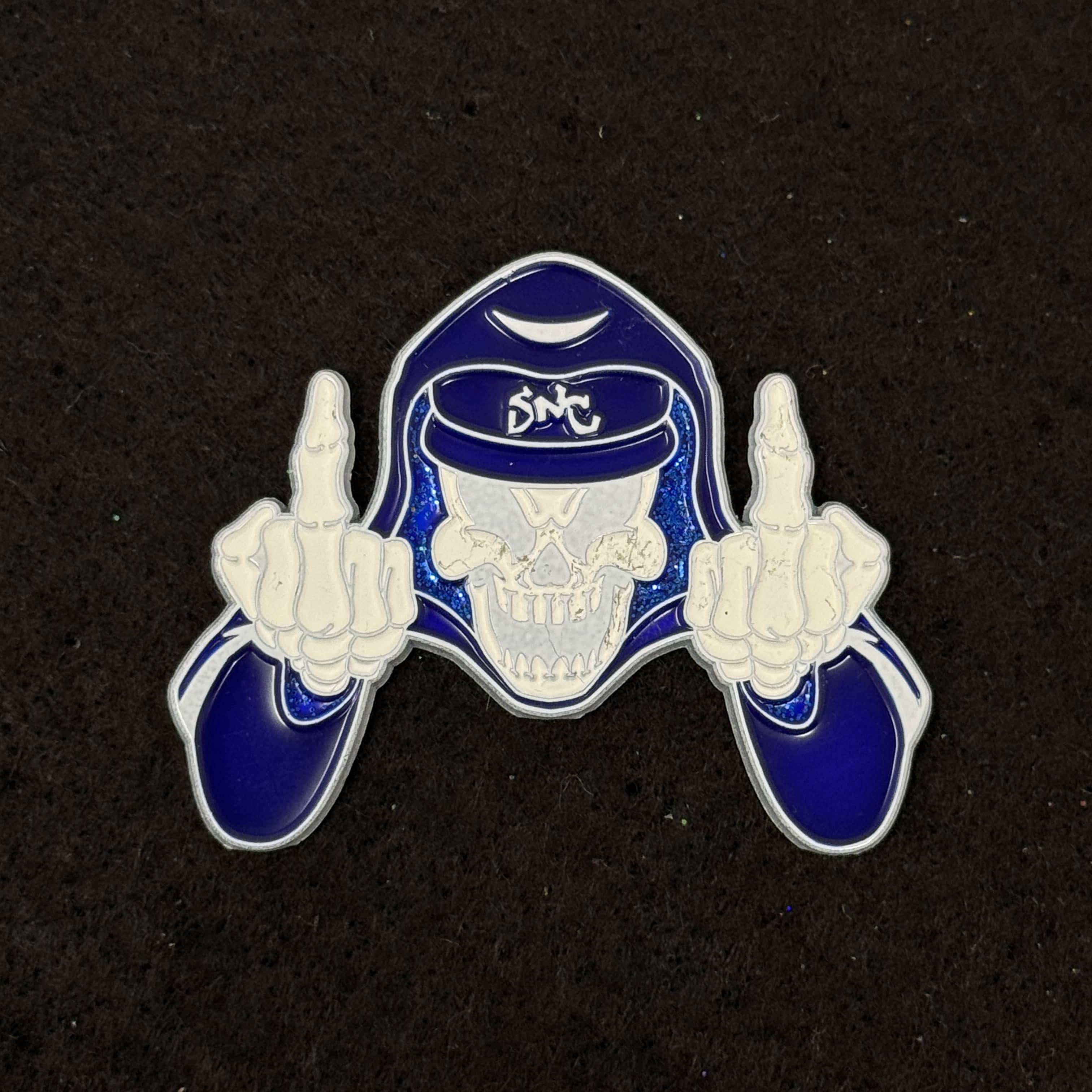 SNC Blue/White F Your Feelings Skeleton MLB Logo Pin
