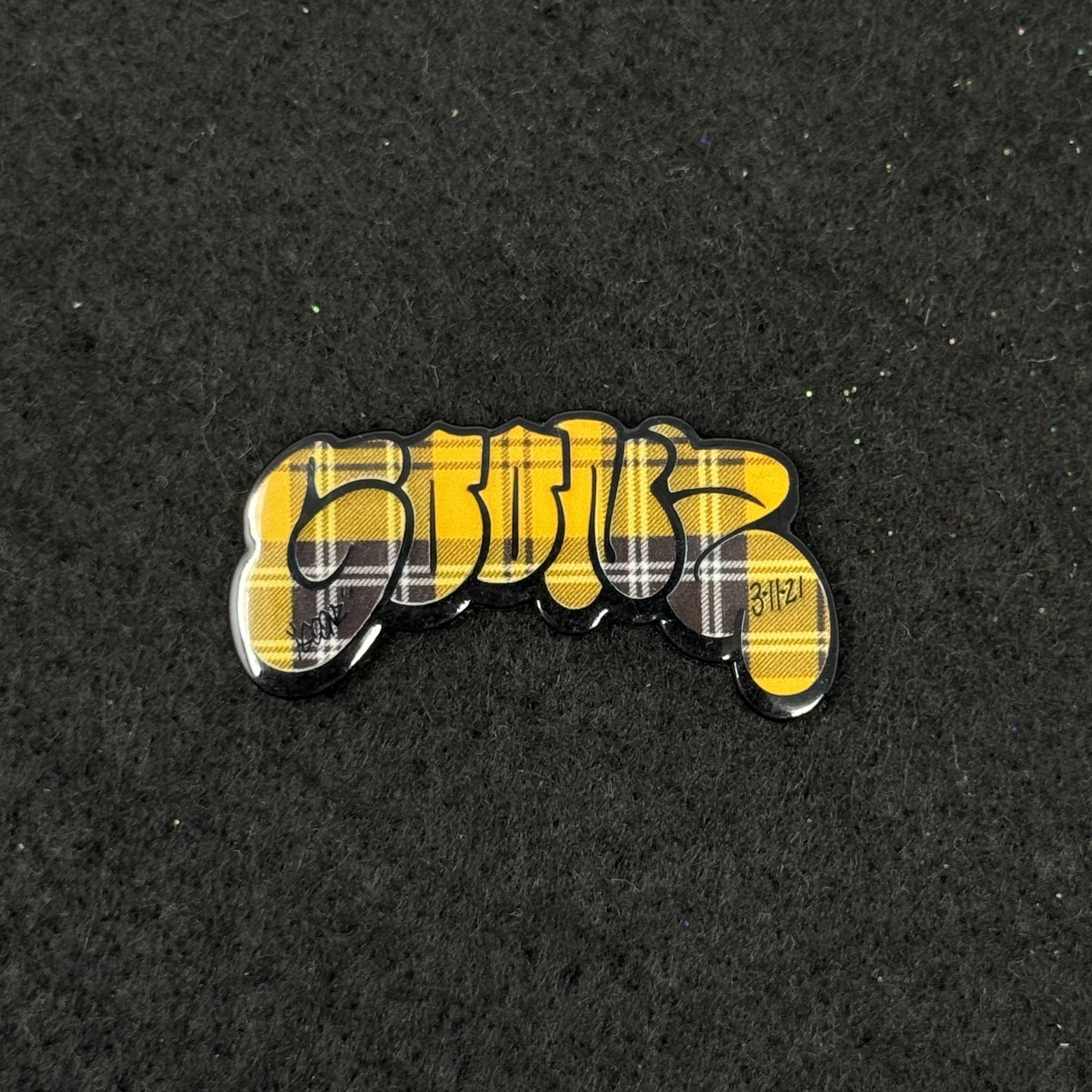 GOONZ Yellow Plaid Graphic Pin