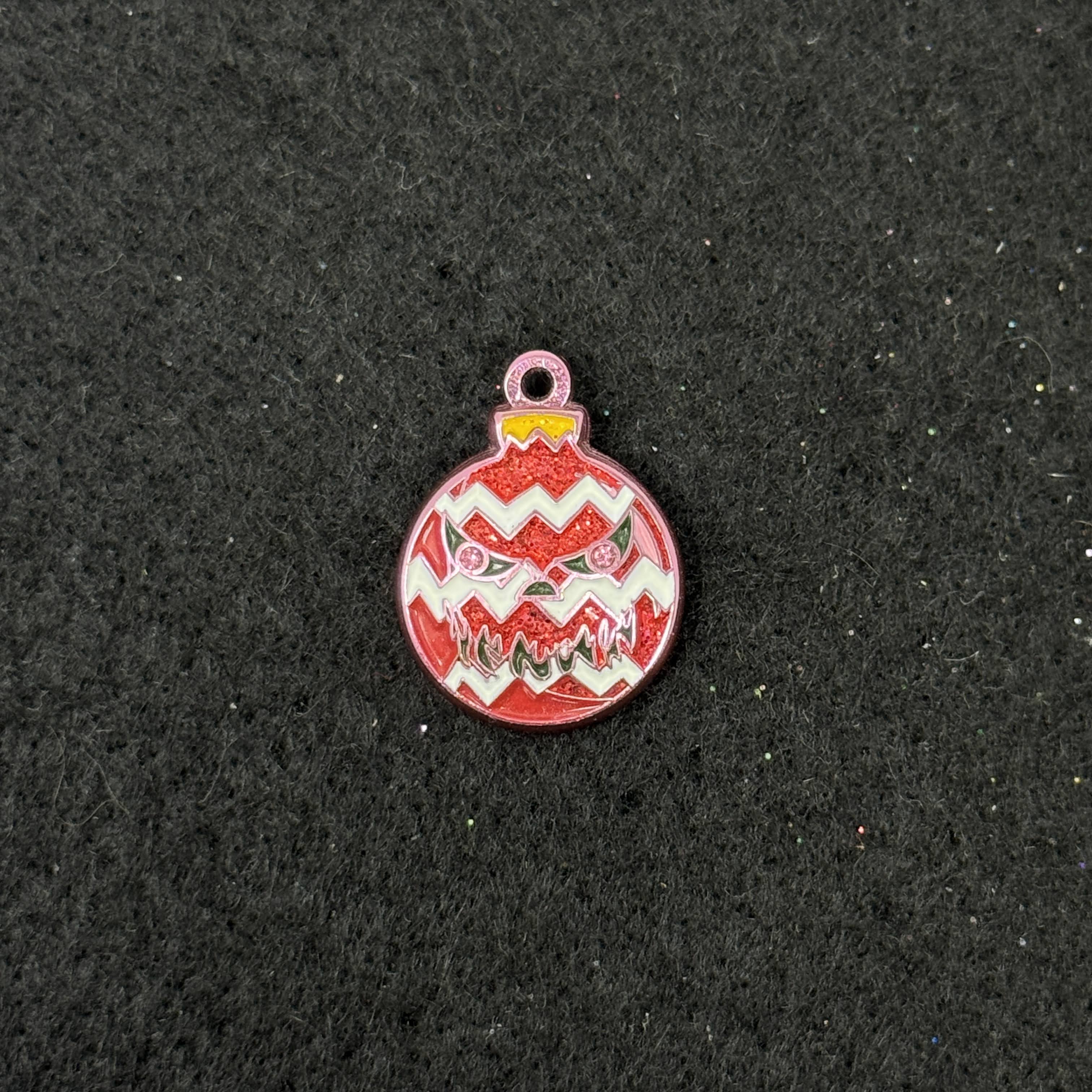 Evil Red Chrstimas Bulb Graphic Pin