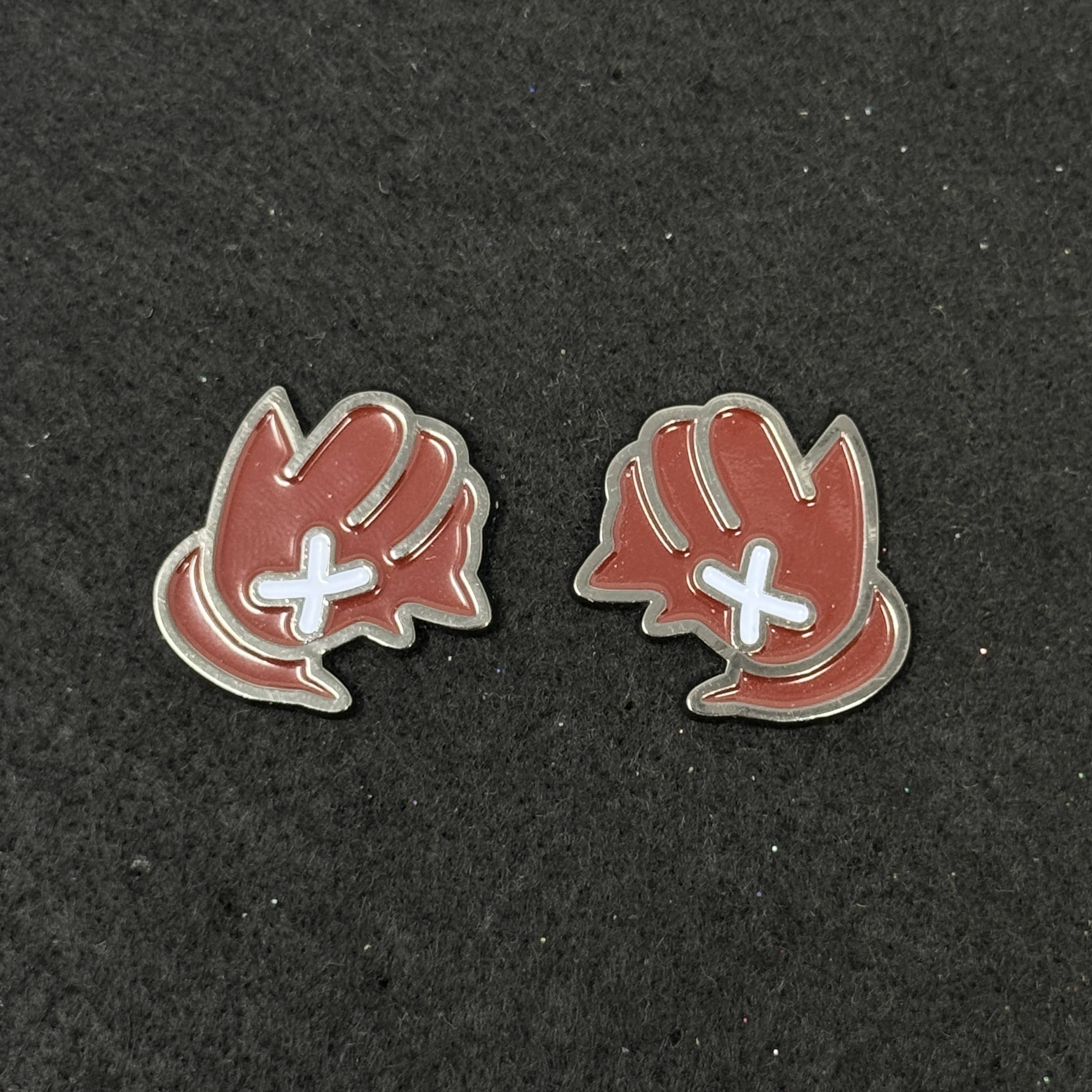 2-Piece Maroon Hands Graphic Pin