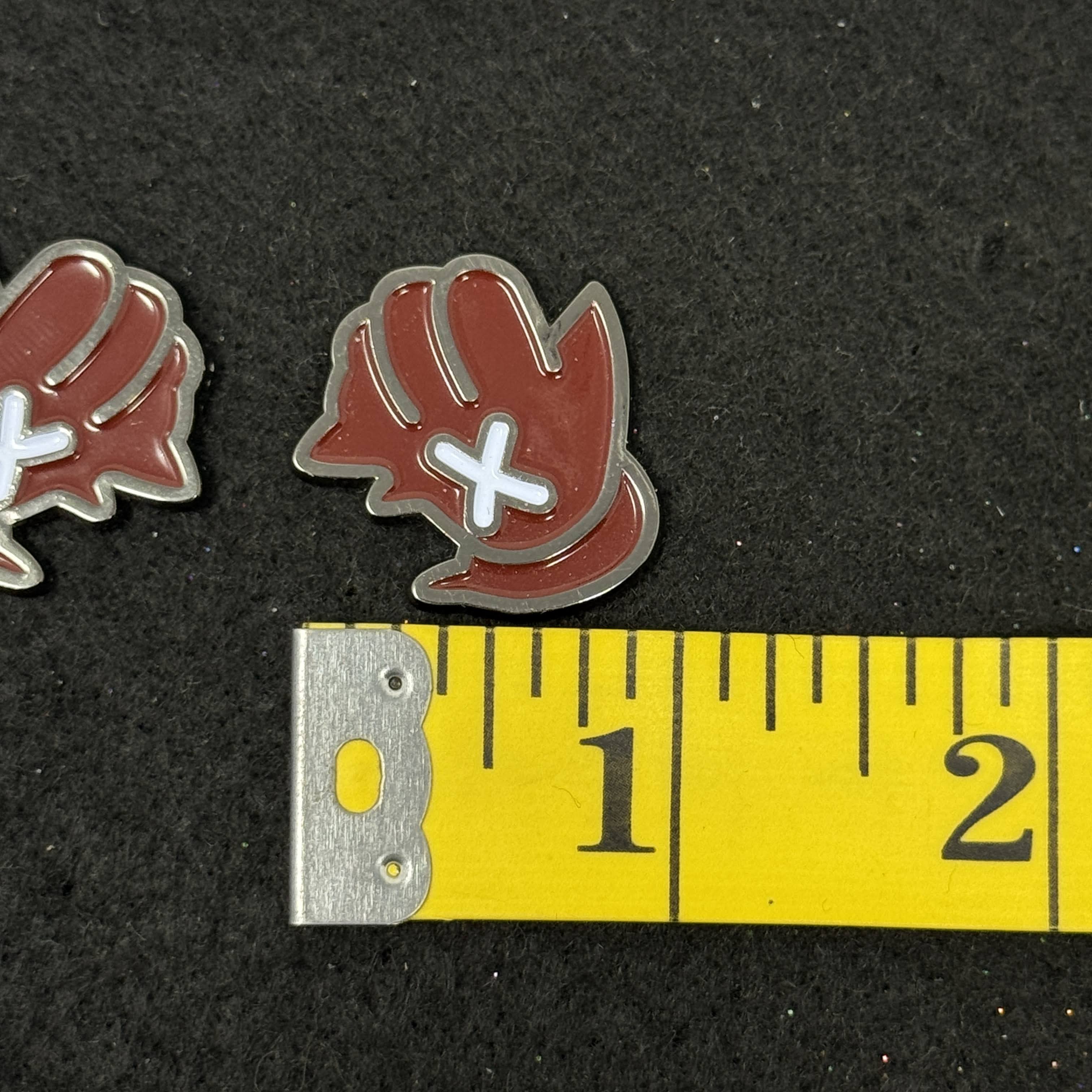 2-Piece Maroon Skeleton Hands Graphic Pin