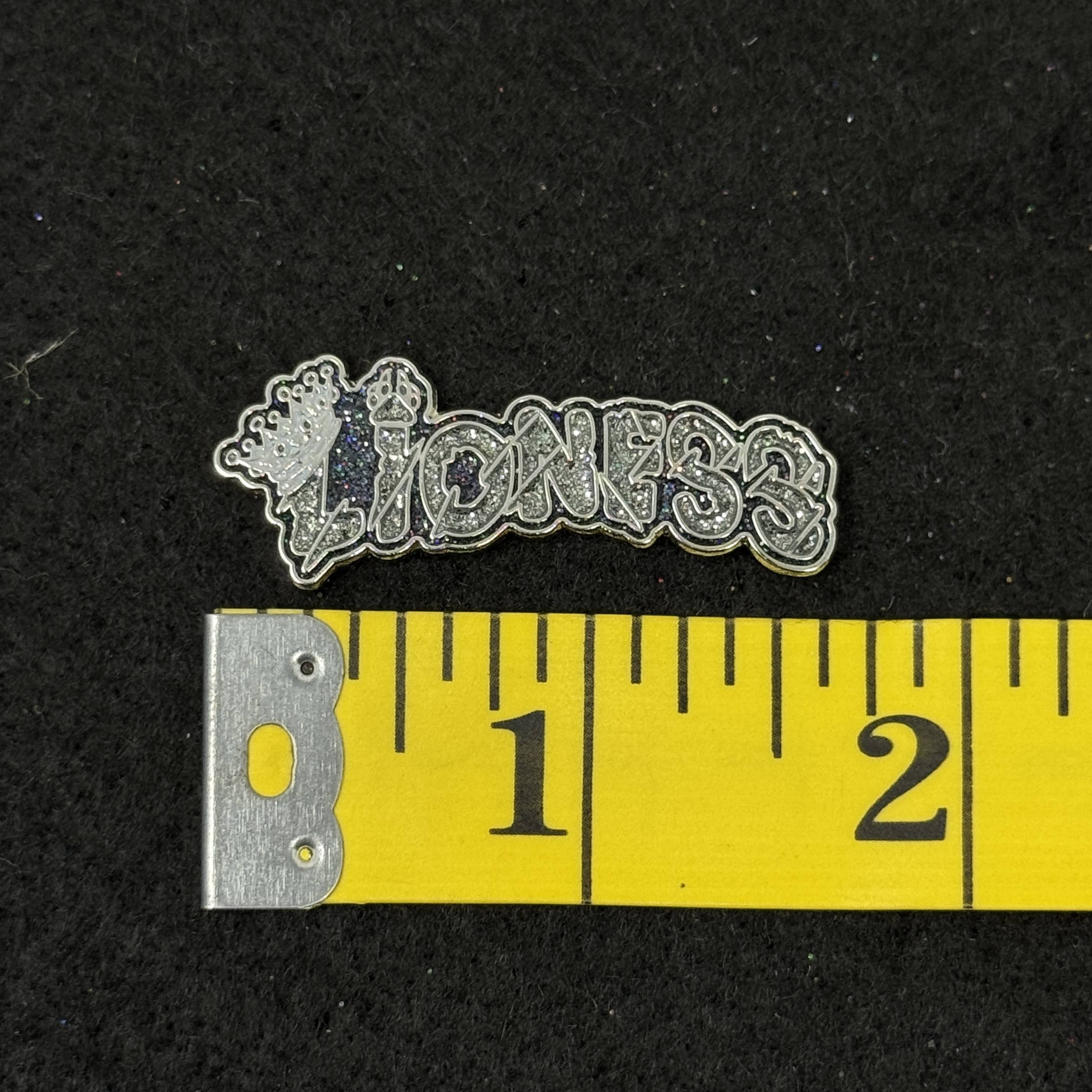 Gold Text Lioness Script Pin