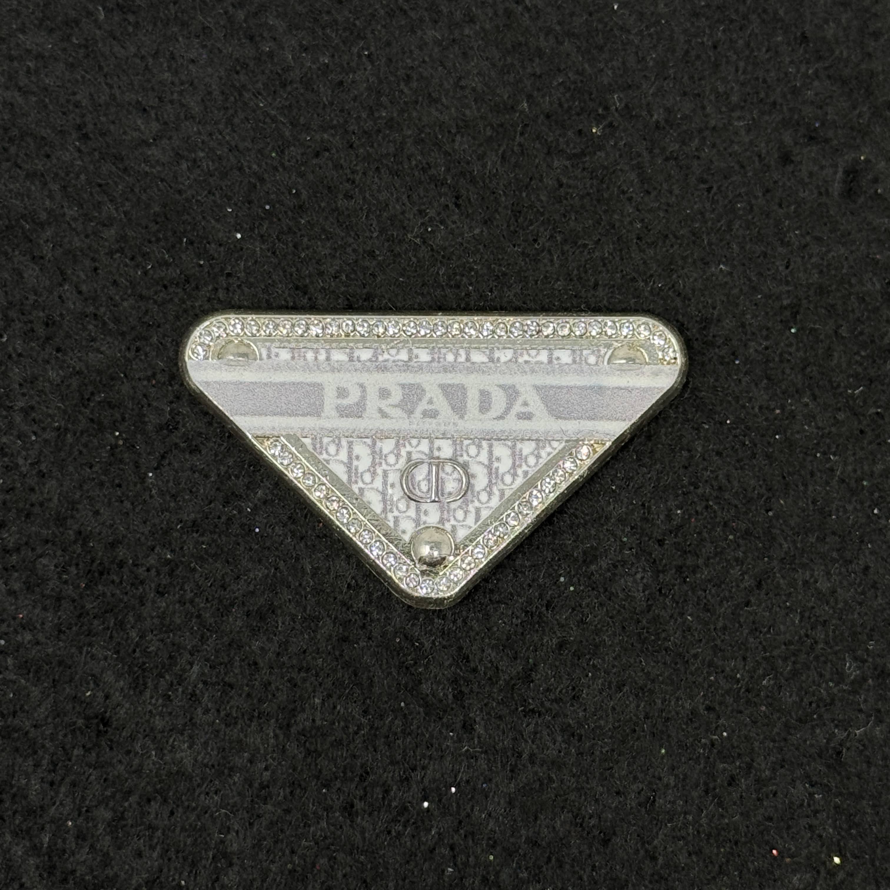 White/Silver Monogram Pattern Designer Inspired Graphic Pin