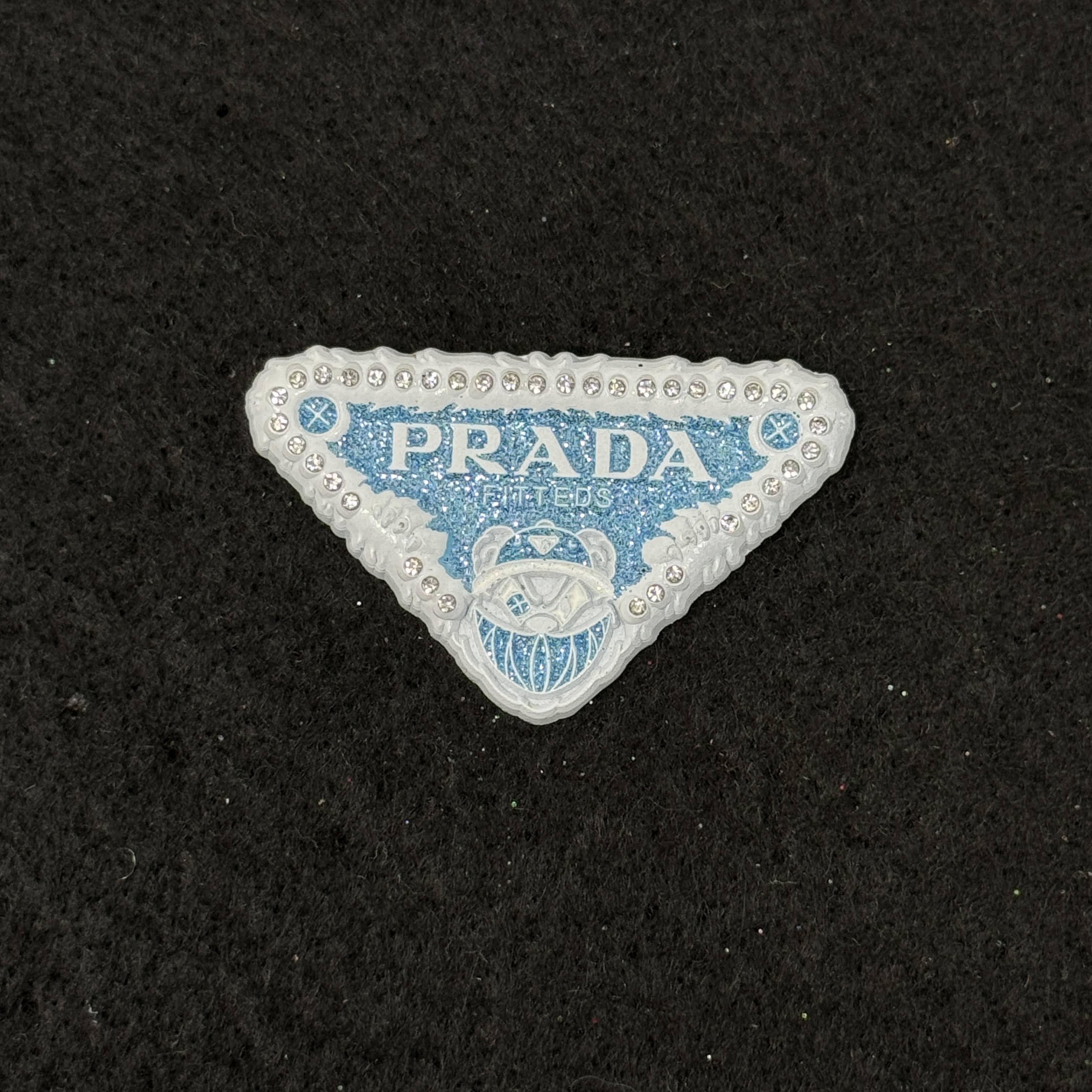 White/Icy Blue Designer Inspired Graphic Pin