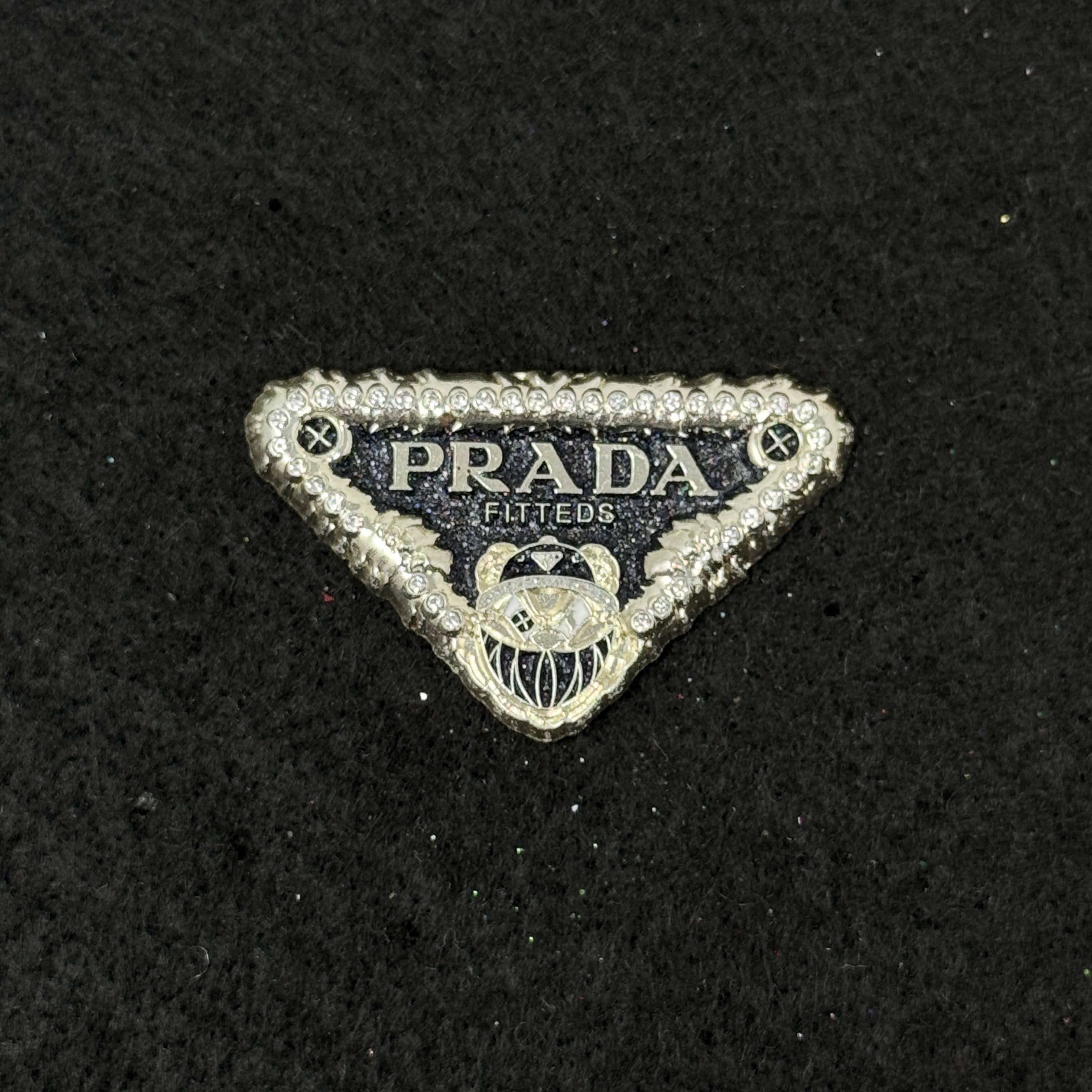 Silver/Black Glitter Designer Inspired Graphic Pin