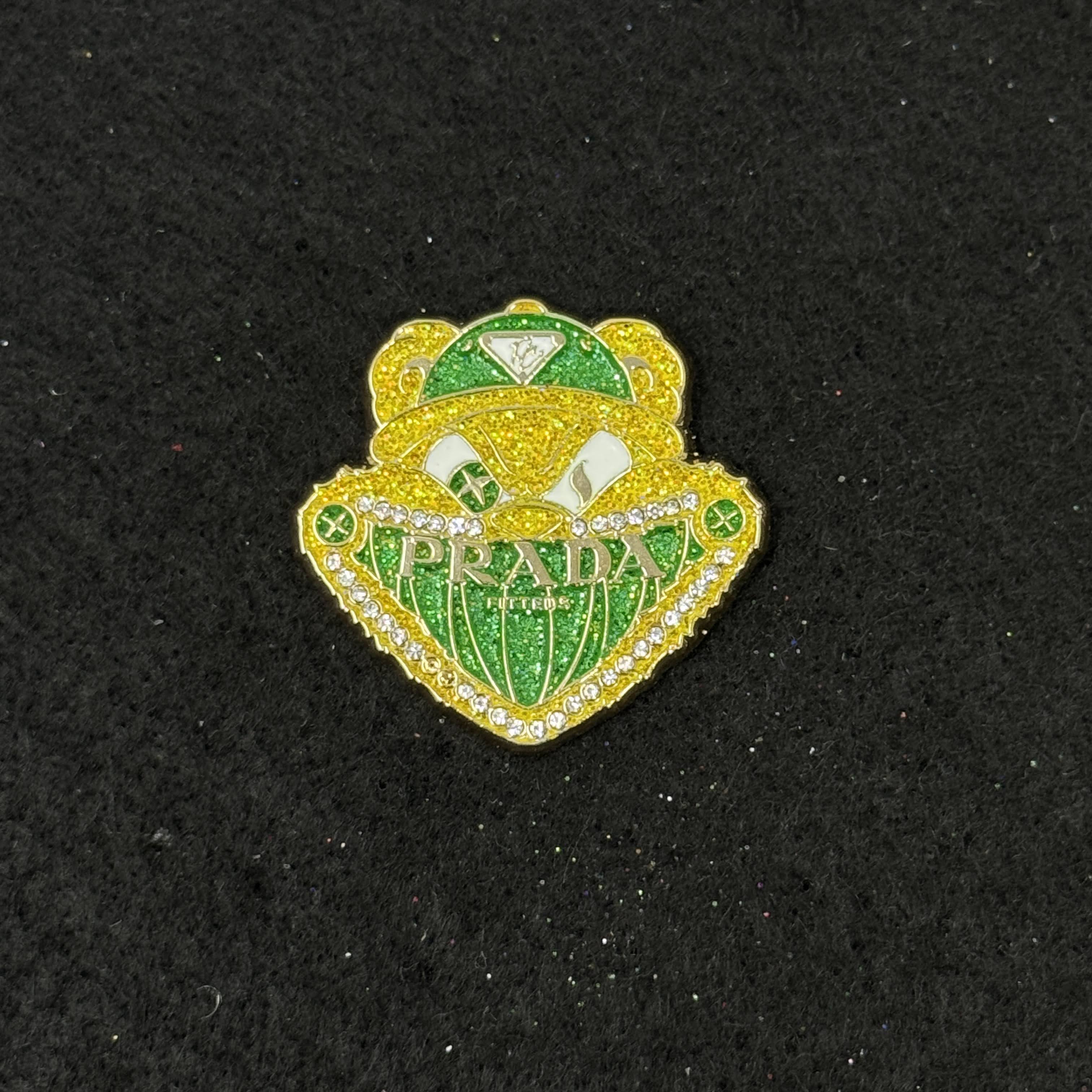 Yellow/Green PinzCity Bear Designer Inspired Graphic Pin