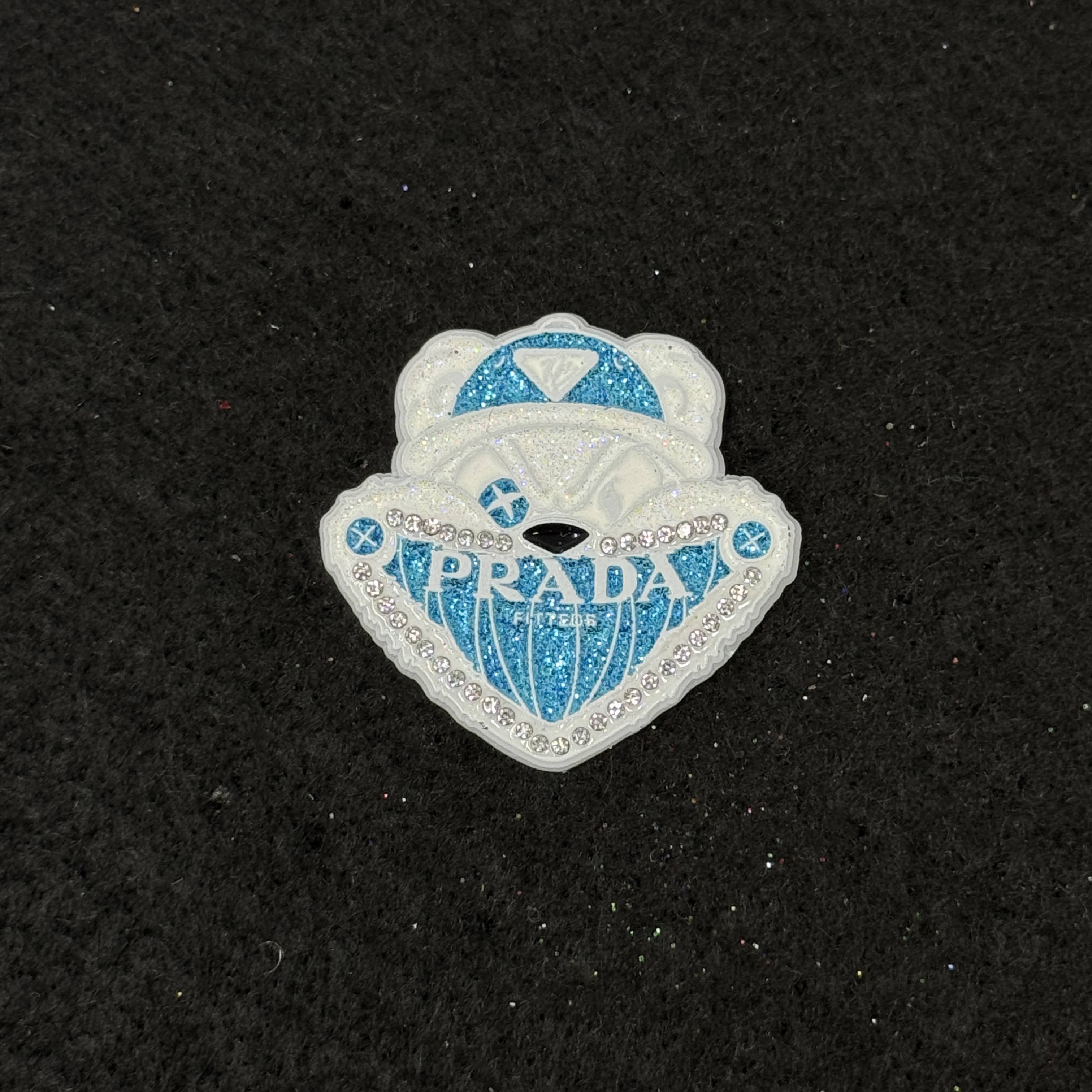 White/Blue PinzCity Bear Designer Inspired Graphic Pin
