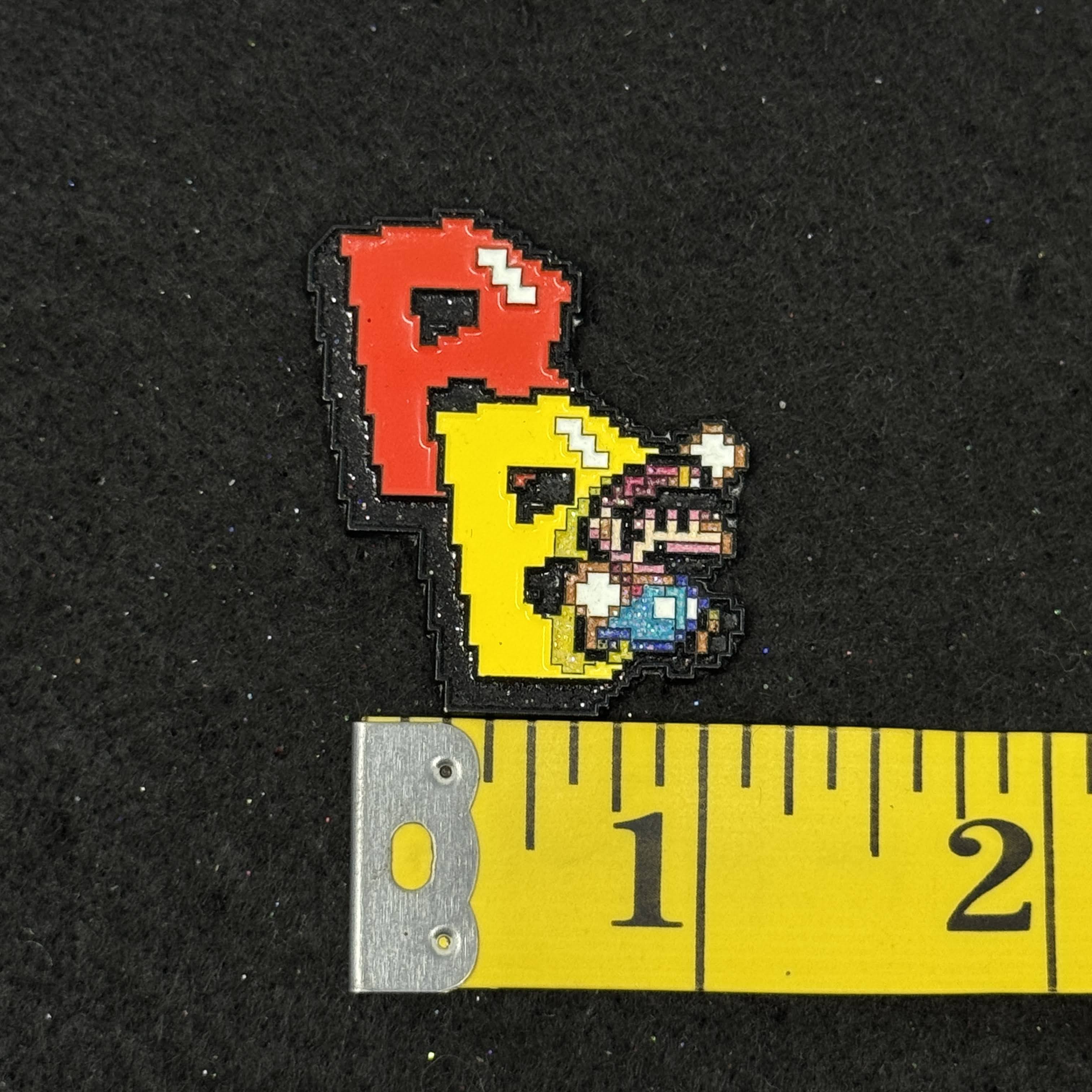 Yellow Video Game Inspired BonezBrimz Graphic Pin