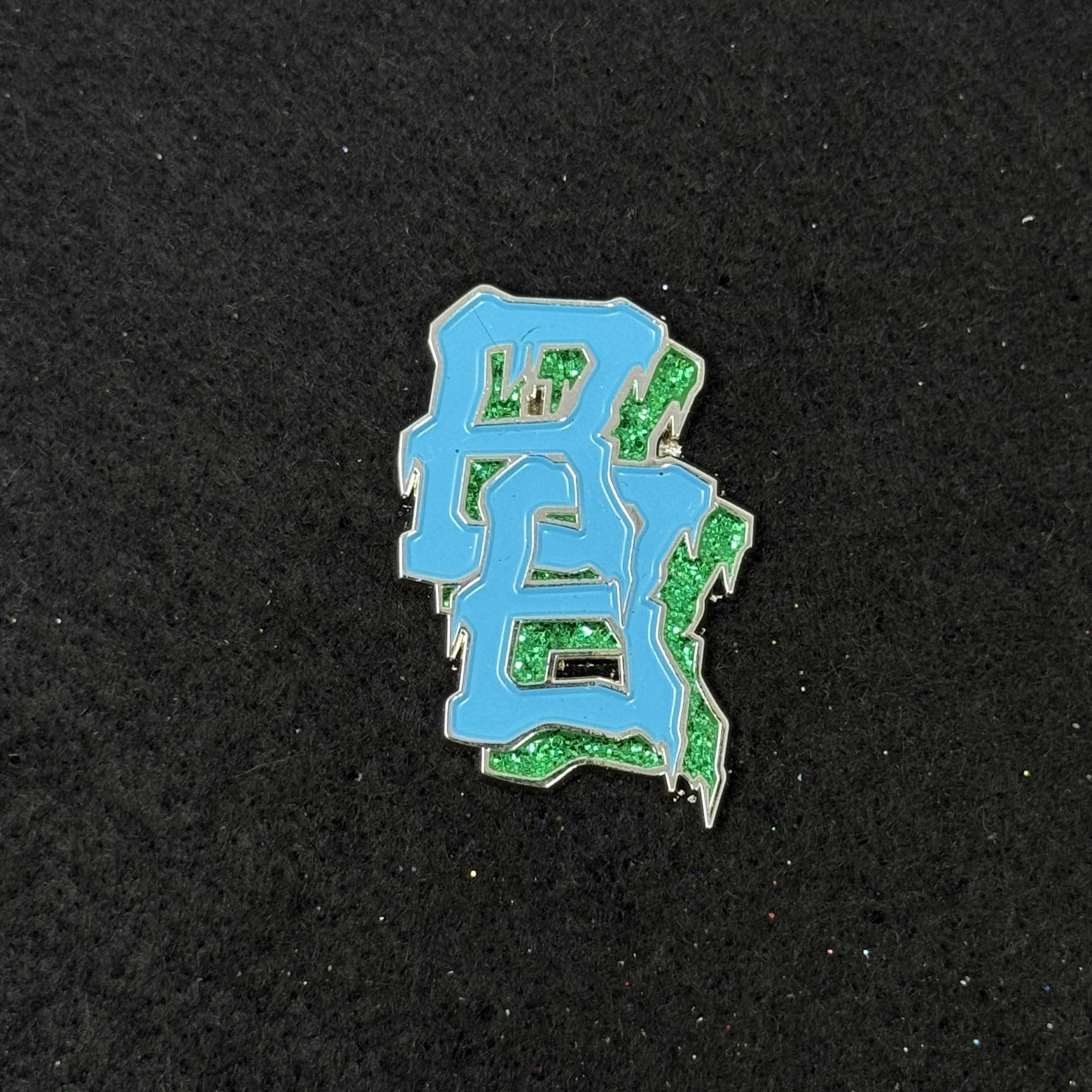Blue/Green BonezBrimz Graphic Pin