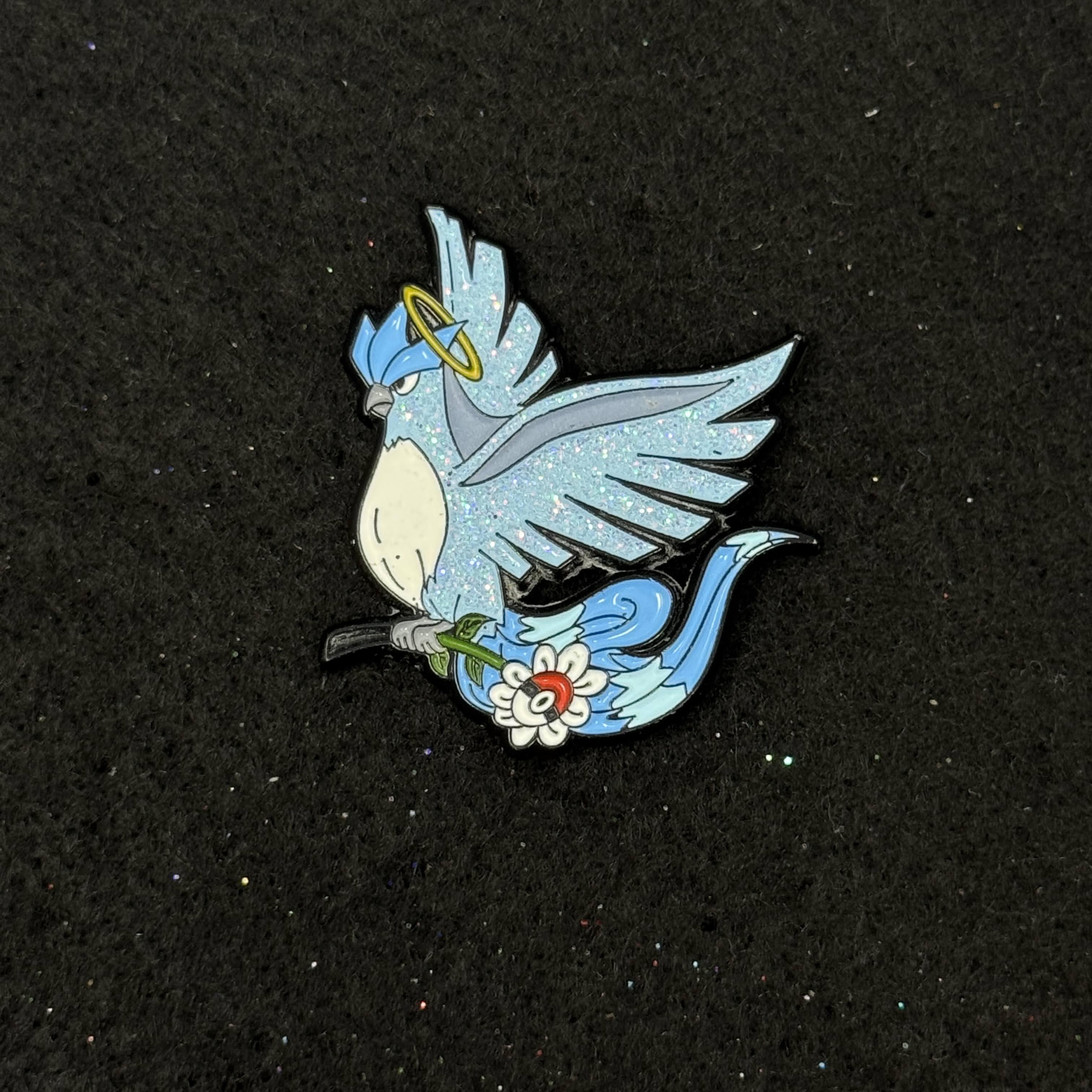 Blue Bird Pokemon Graphic Pin