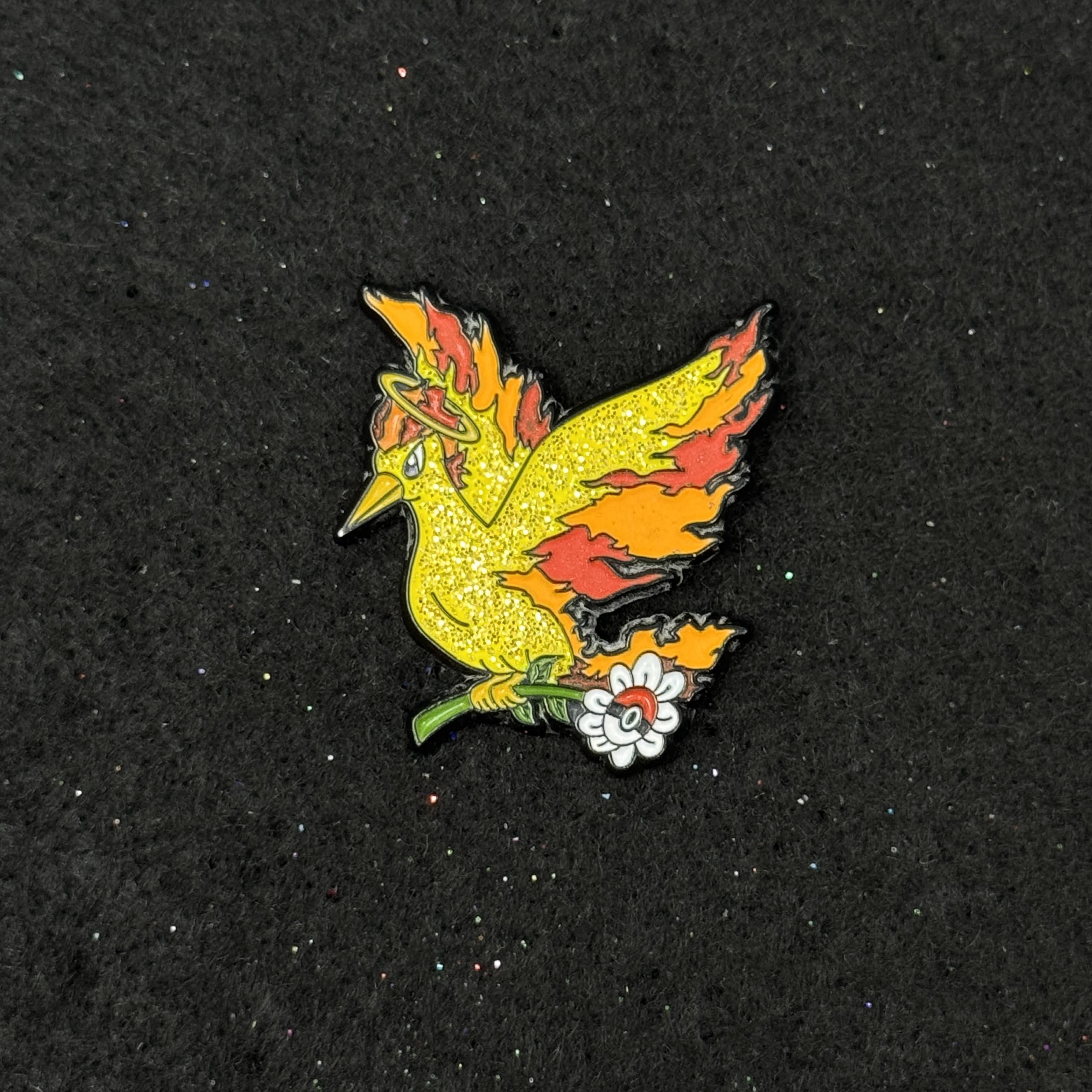 Yellow/Red Fire Bird Graphic Pin