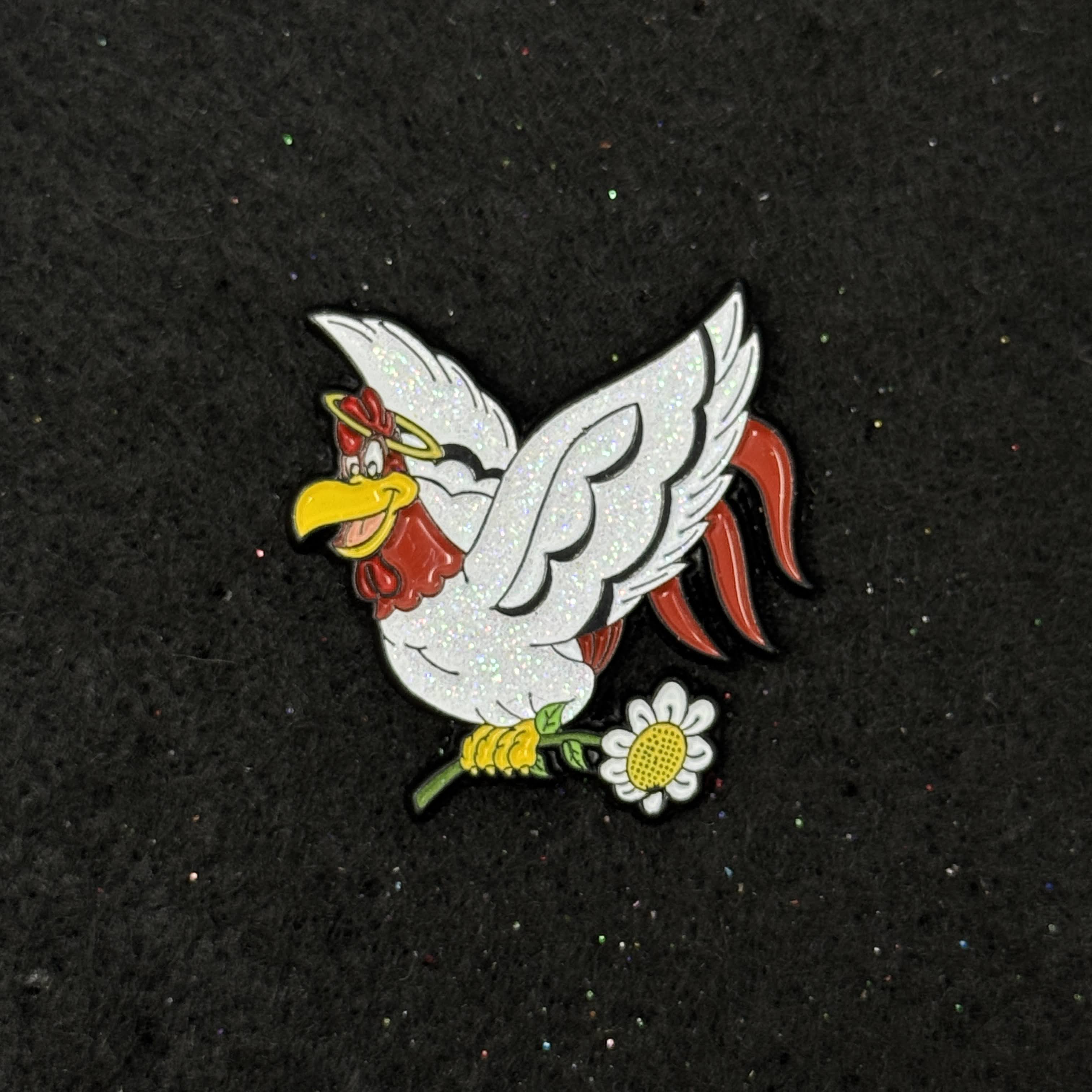 White/Red Cartoon Bird Themed Bird Graphic Pin