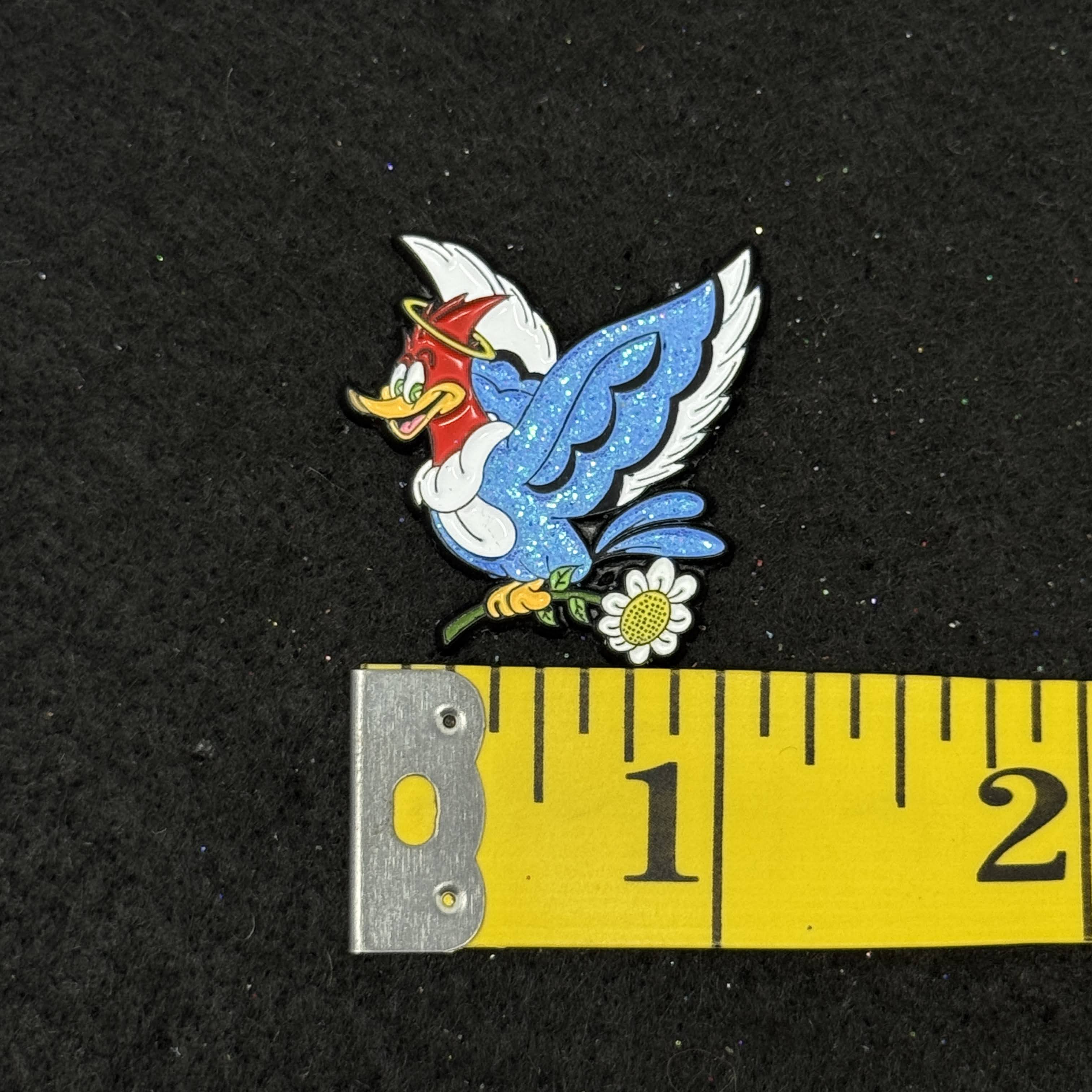 Blue/White/Red Bird Graphic Pin
