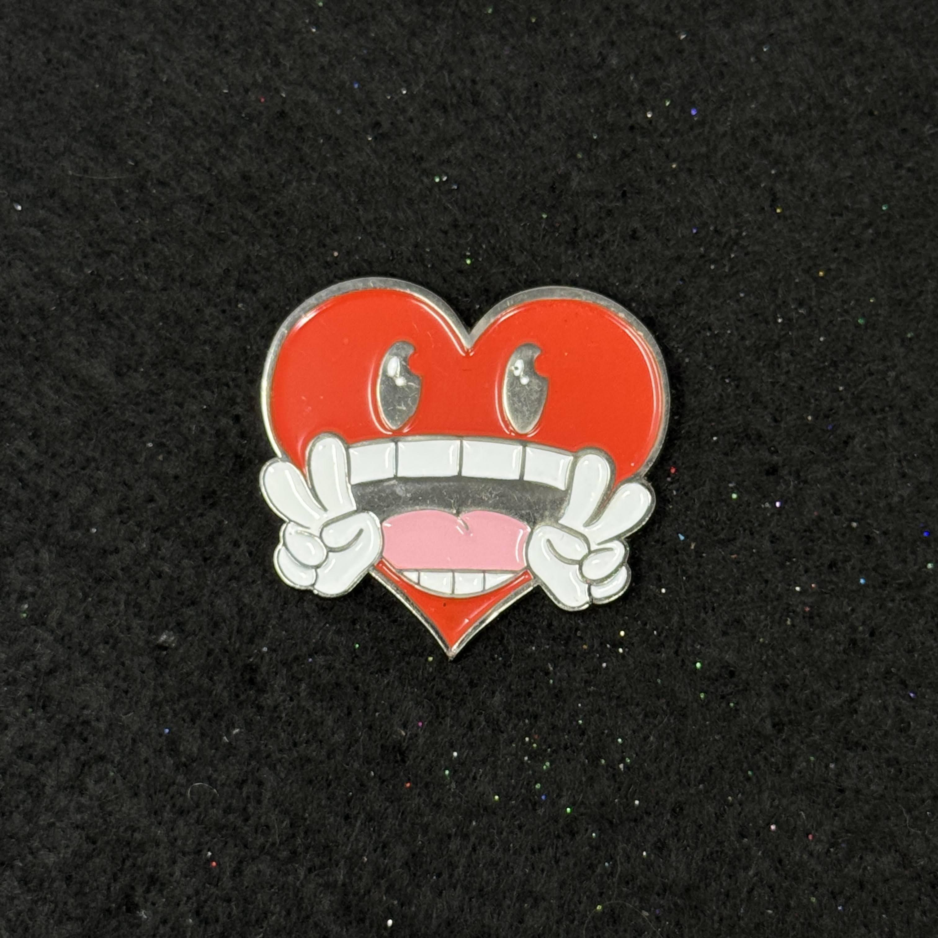 Red Heart Peace Sign Graphic Pin