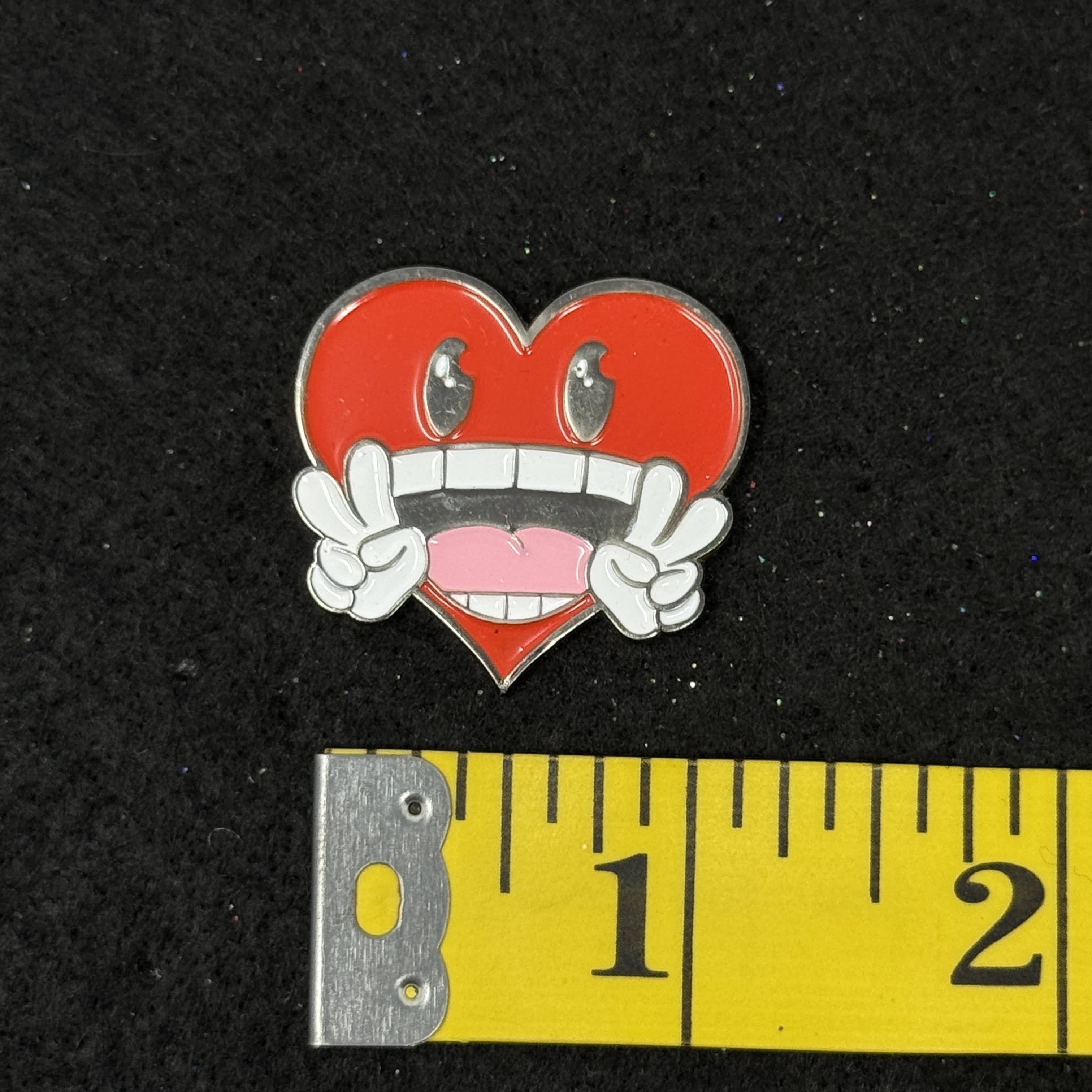 Red Heart Peace Sign Graphic Pin