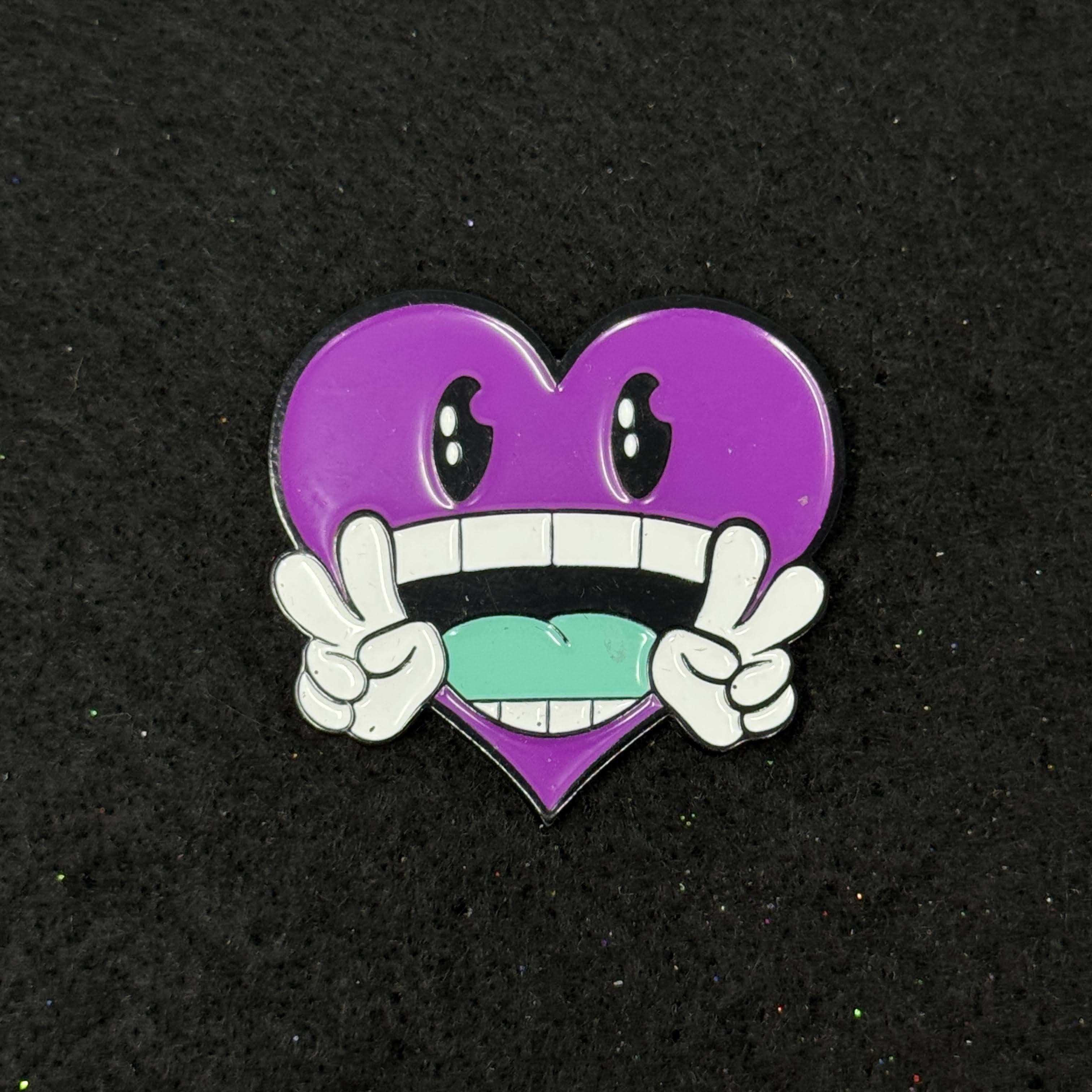 Large Purple Heart Peace Sign Graphic Pin