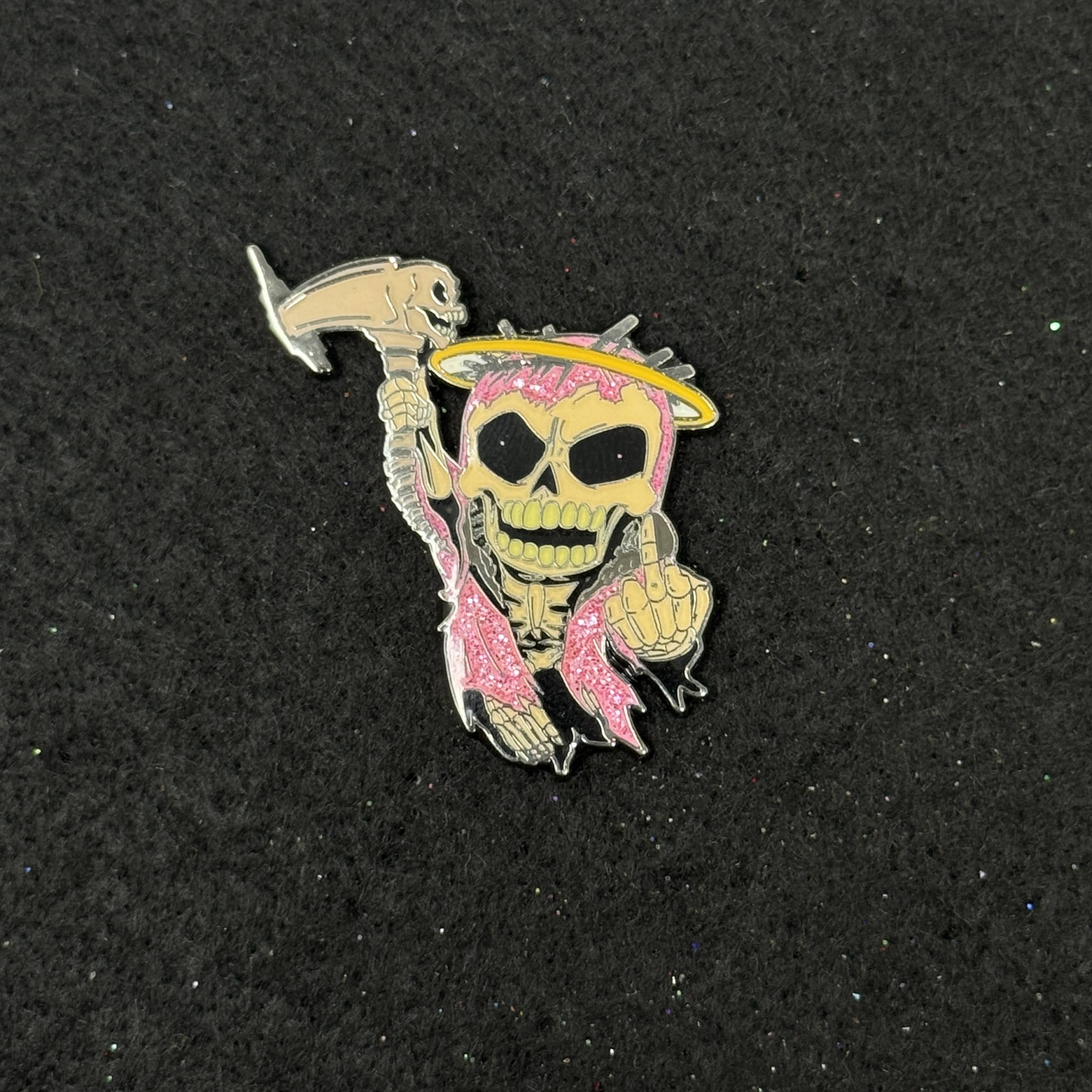 Pink Skeleton F Your Feelings Graphic Pin