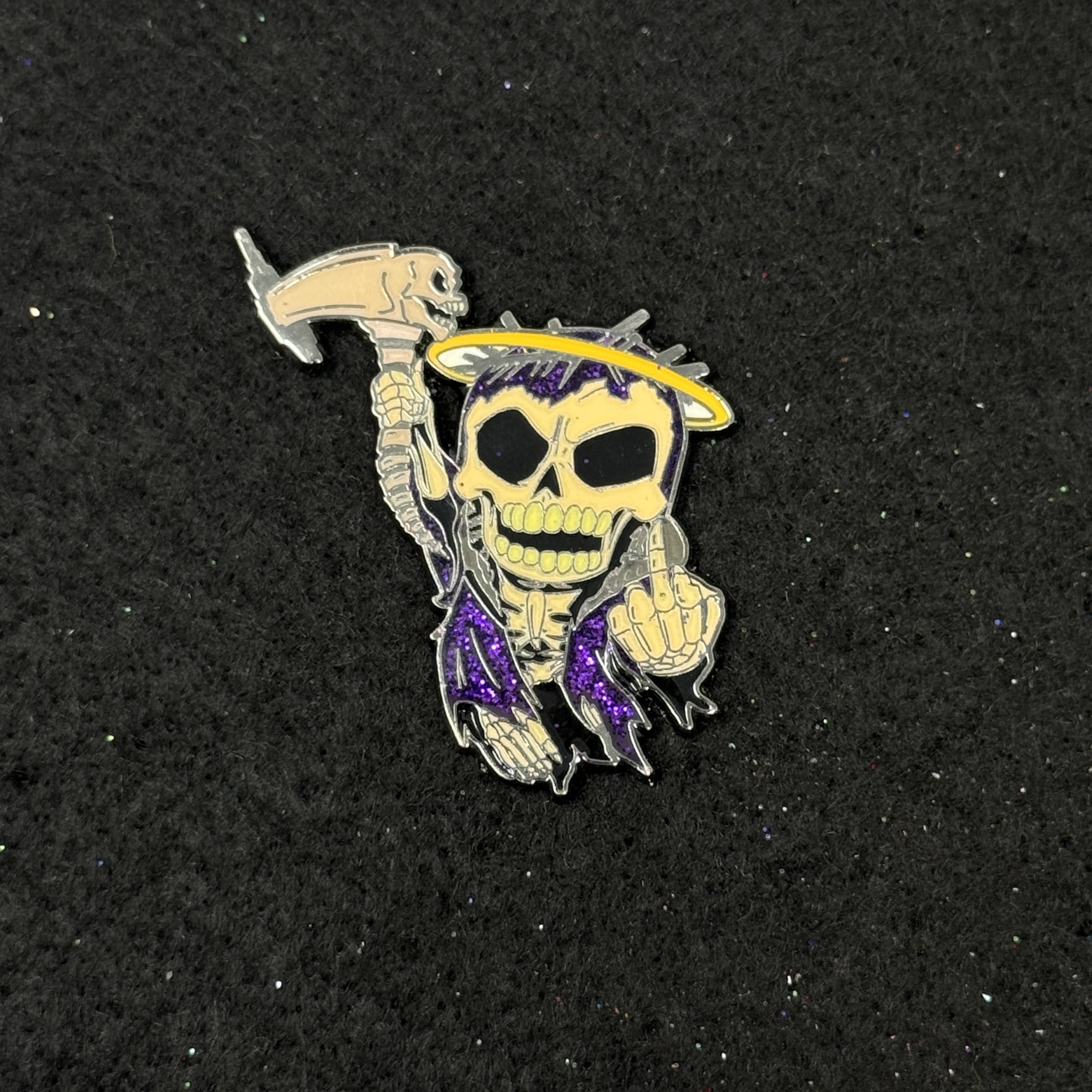 Purple Skeleton F Your Feelings Graphic Pin