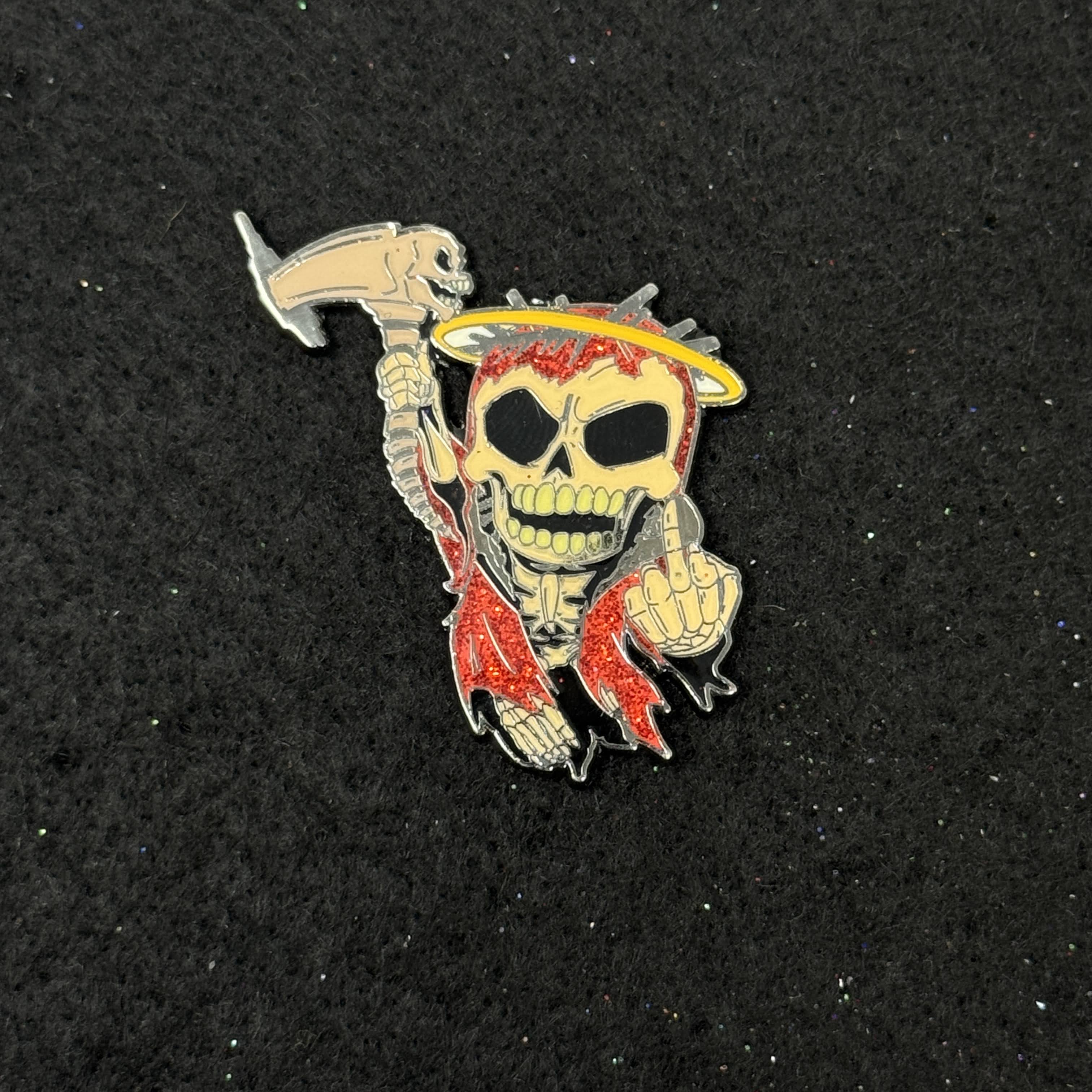 Red Skeleton F Your Feelings Graphic Pin