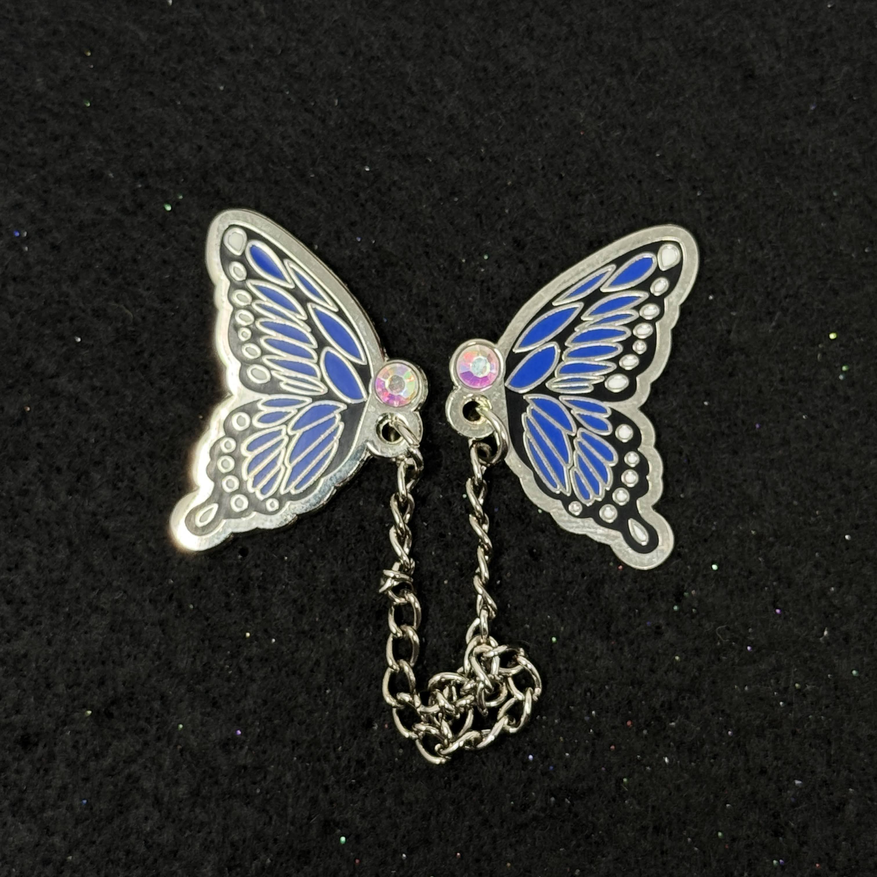 Blue Butterfly Chain Pin