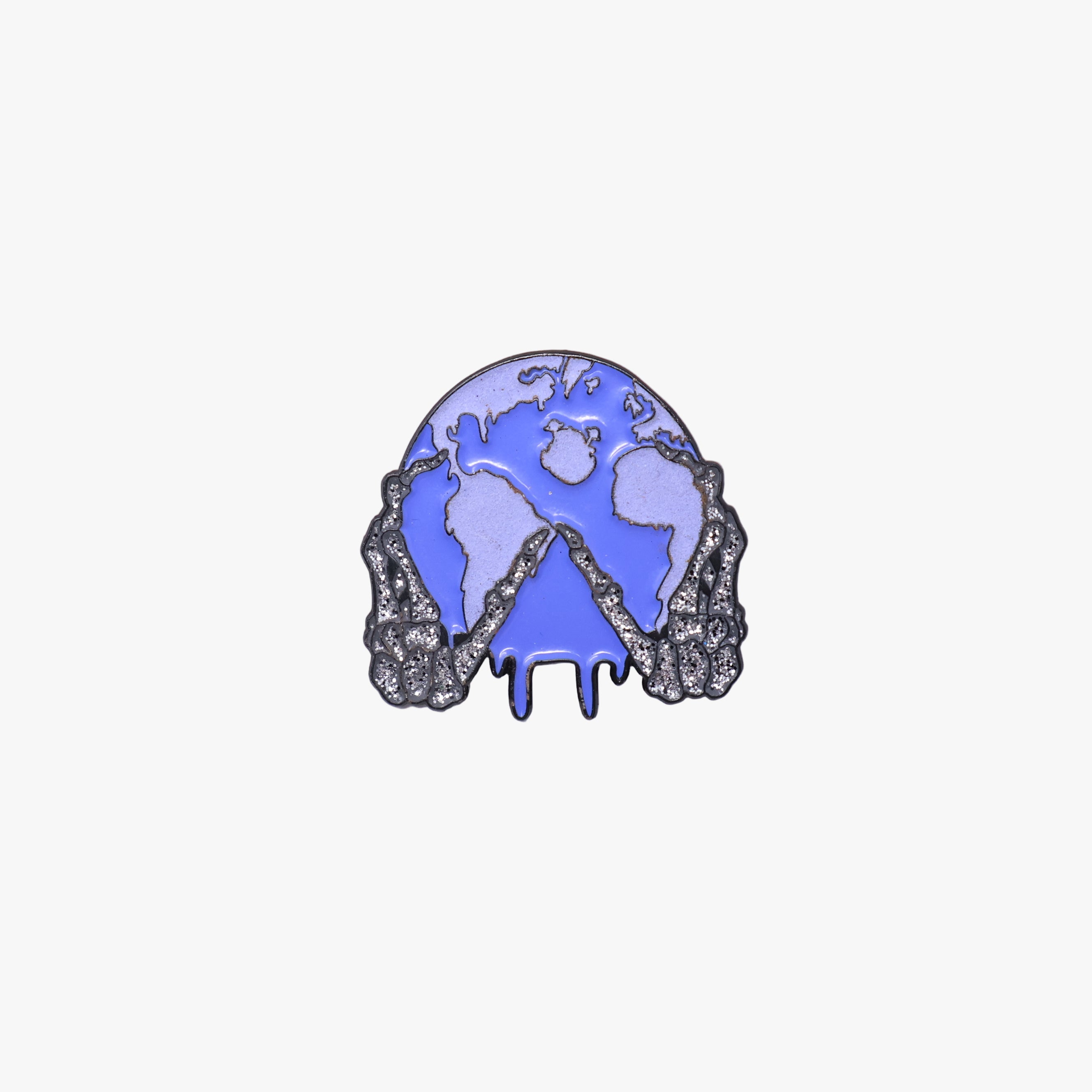 Purple Lean World Skeleton Hands Graphic Pin