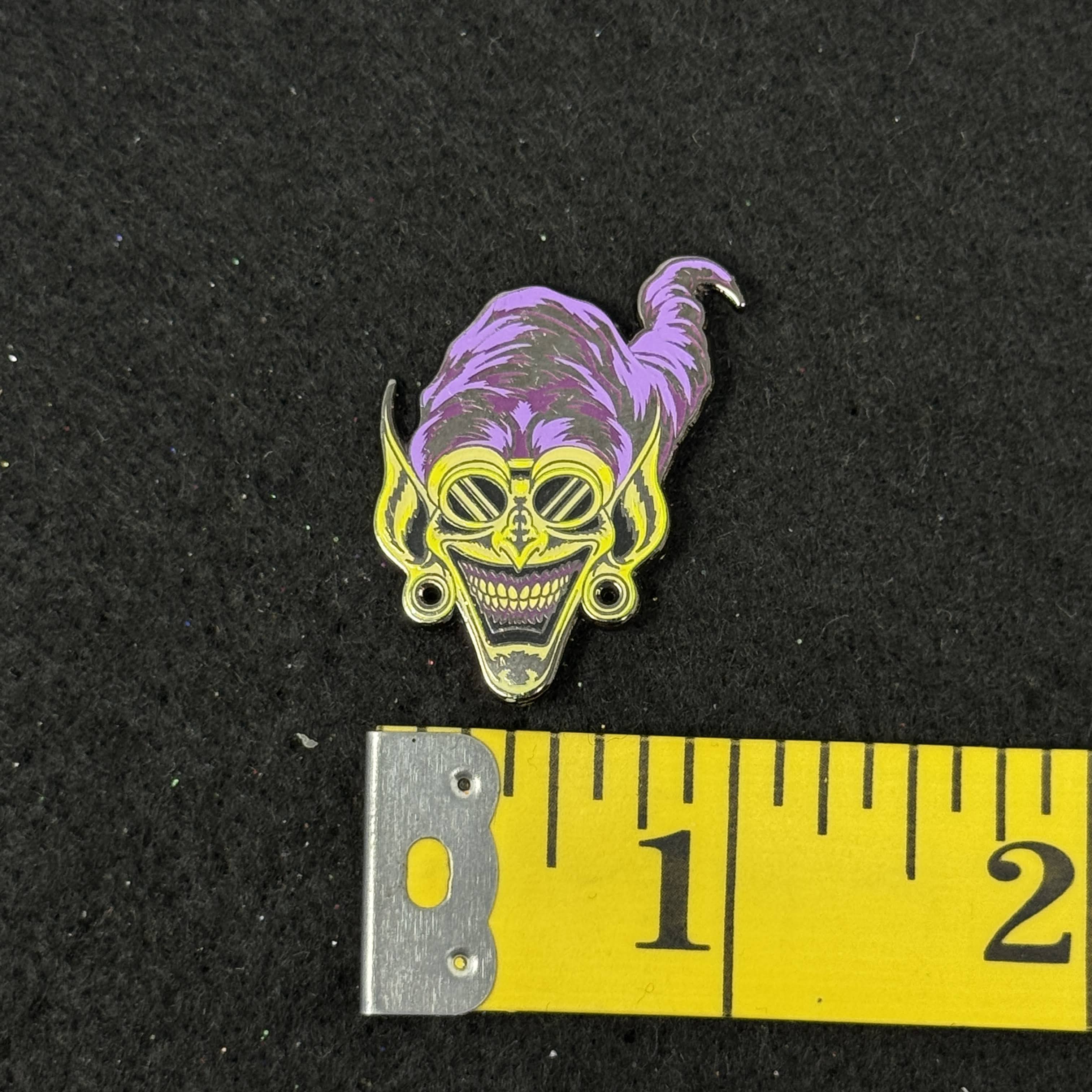 Black Goggles Goblin Graphic Pin