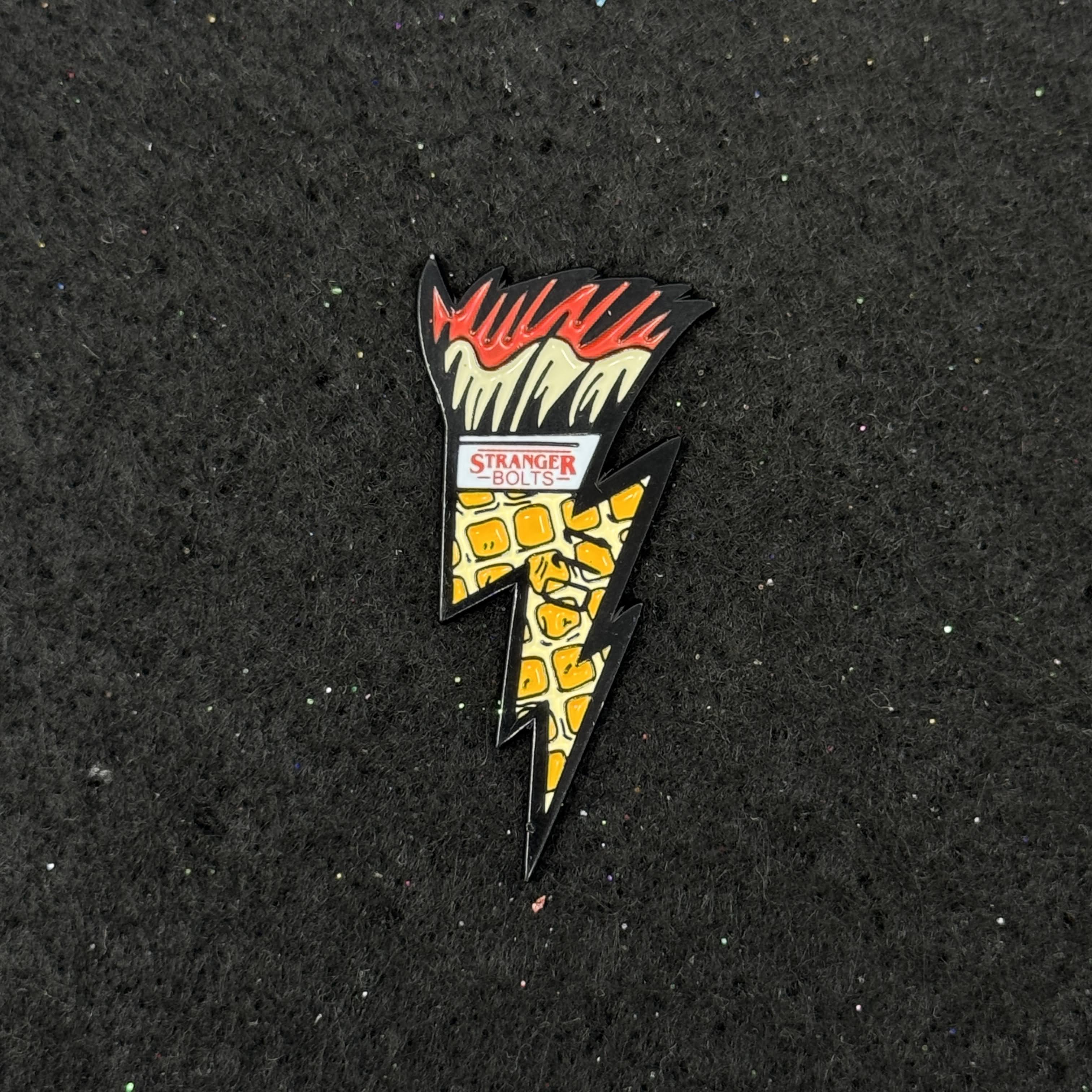 Stranger Things Lightning Bolt Waffle Graphic Pin