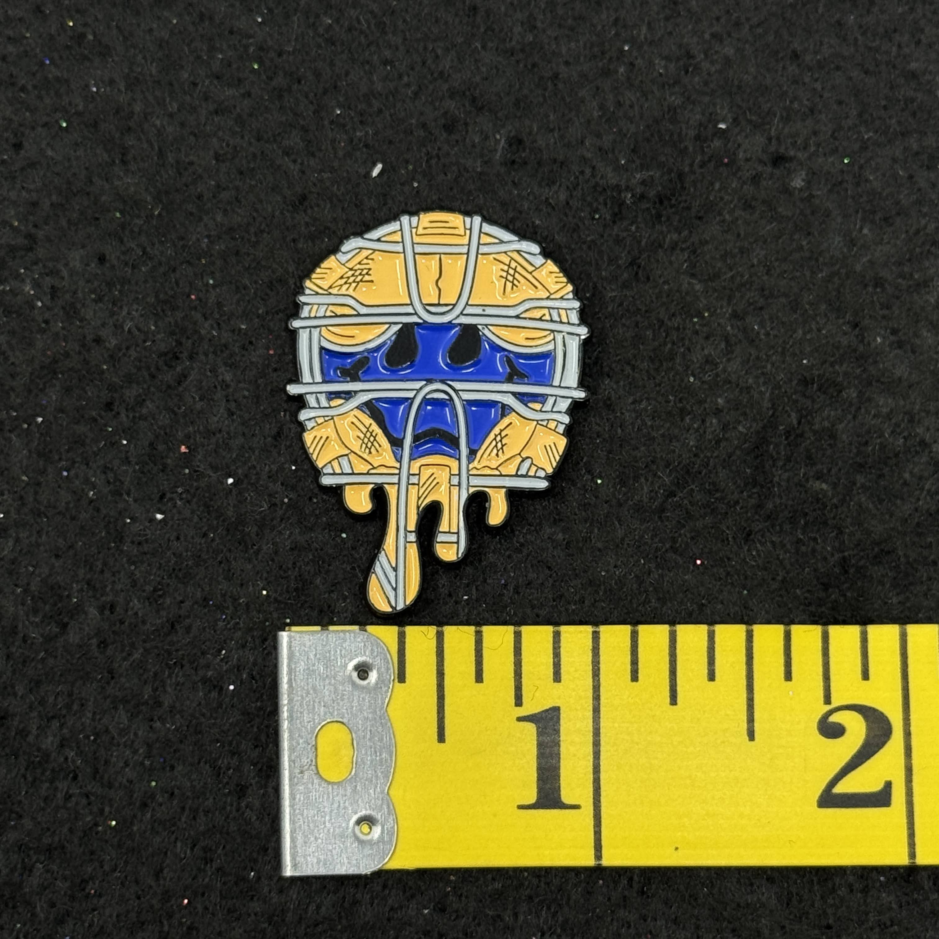 Orange Smiley Lightblue Accents Umpire Mask Graphic Pin