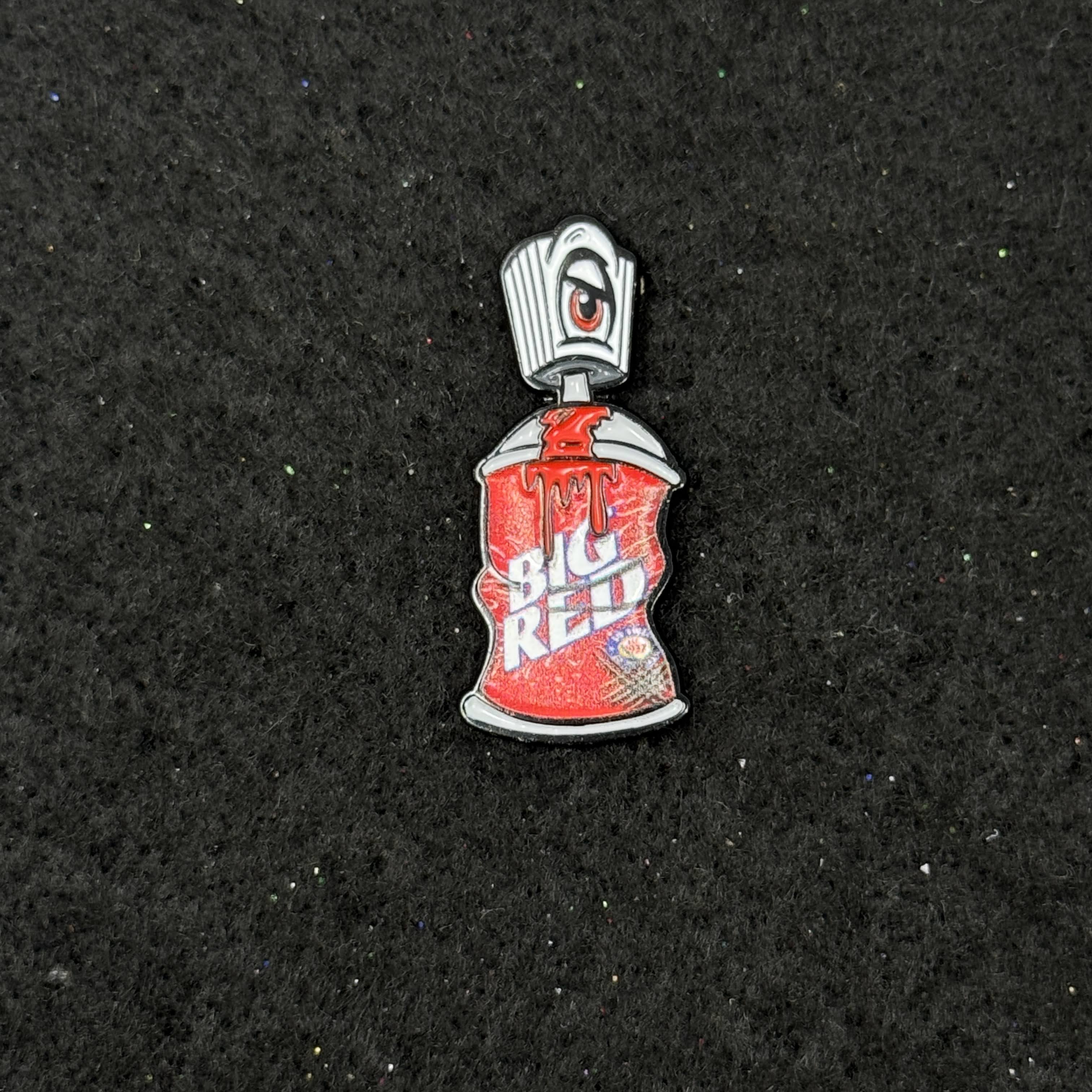 Big Red Spray Paint Can Graphic Pin