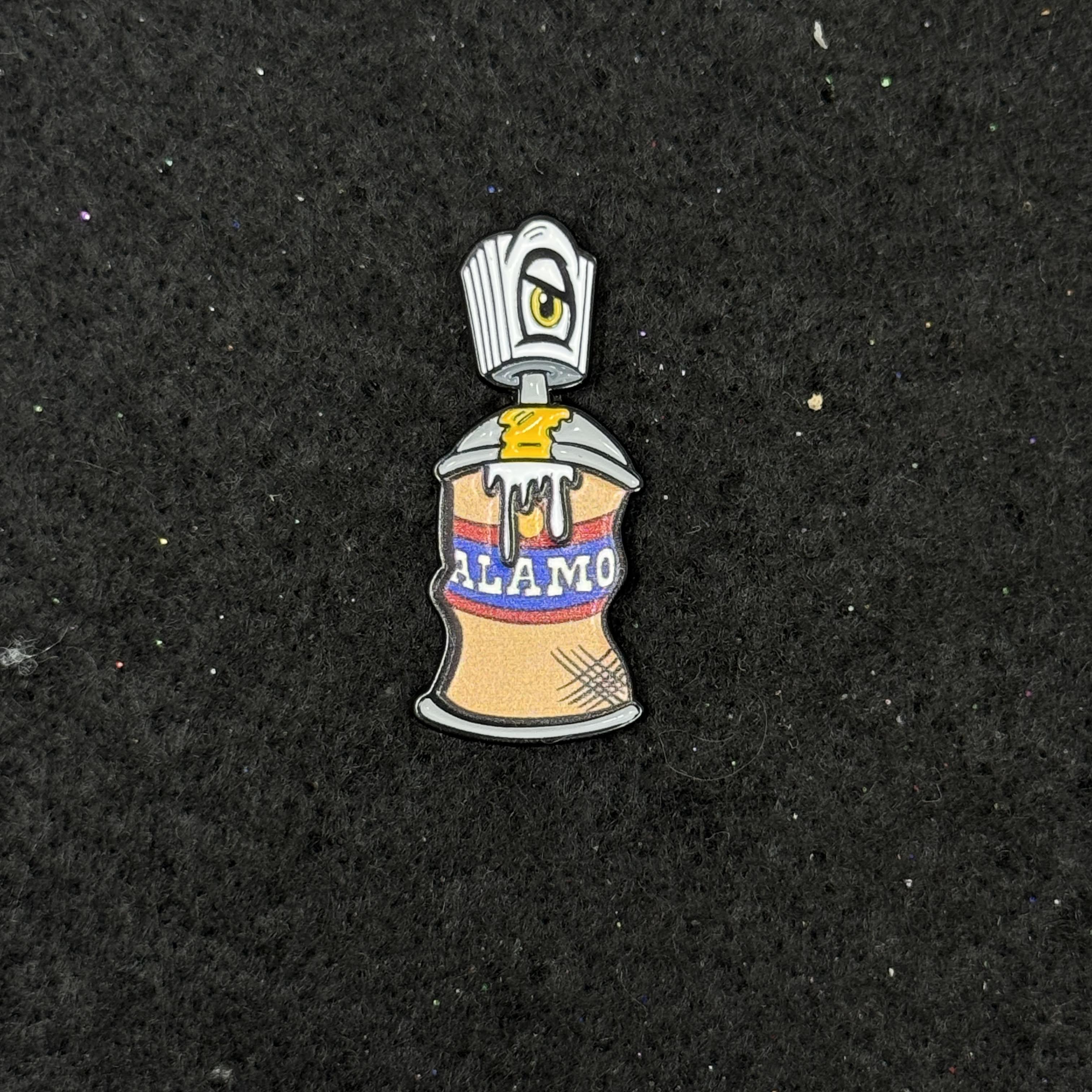 Alamo Spray Paint Can Graphic Pin