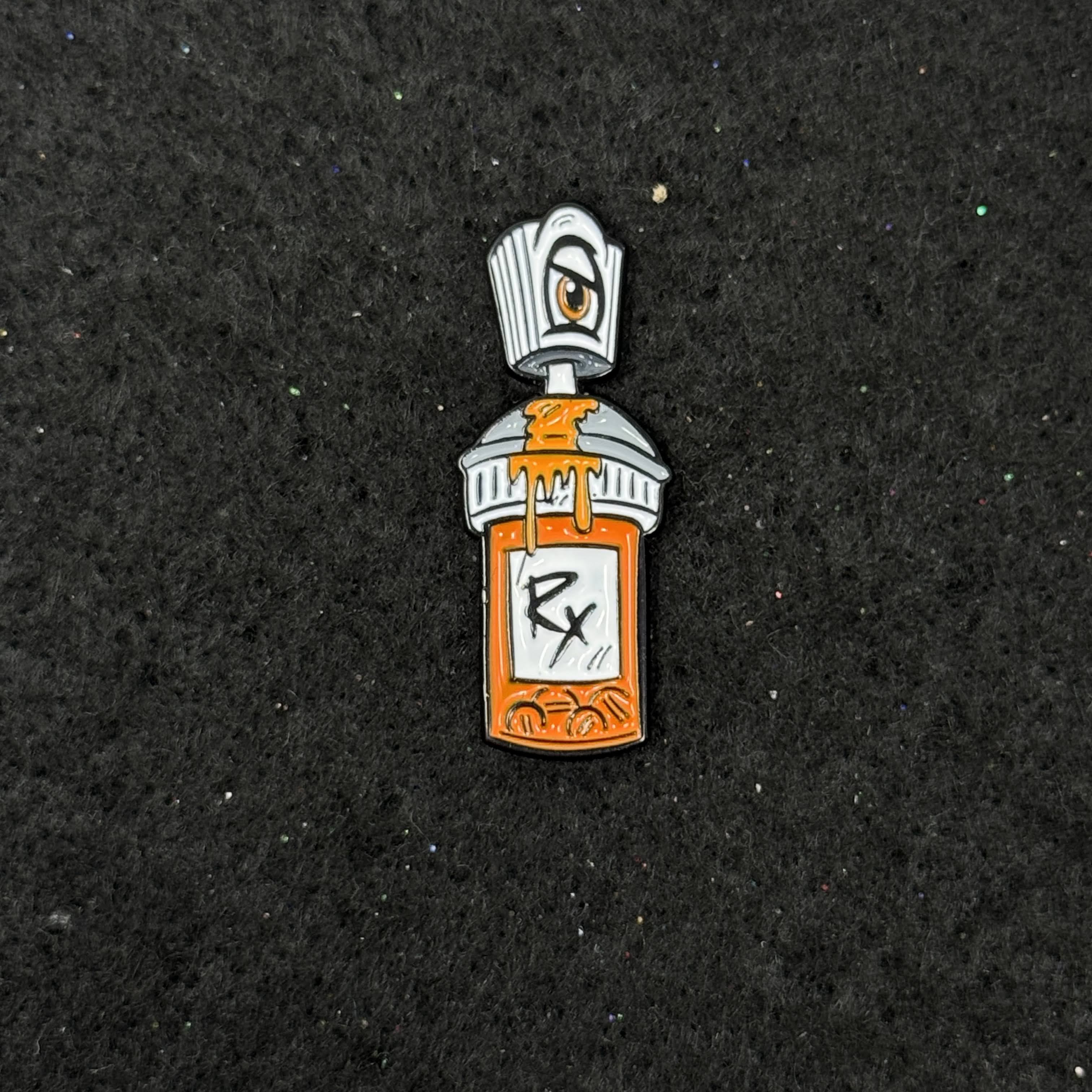 RX Pill bottle Spray Paint Can Graphic Pin