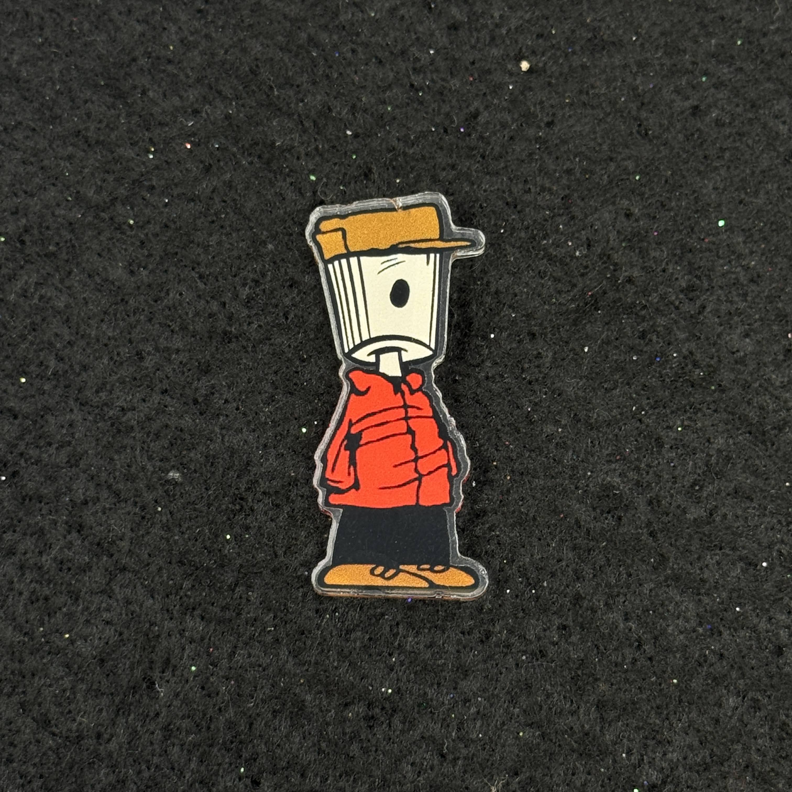 Charlie Brown Spray Paint Can Acrylic Graphic Pin
