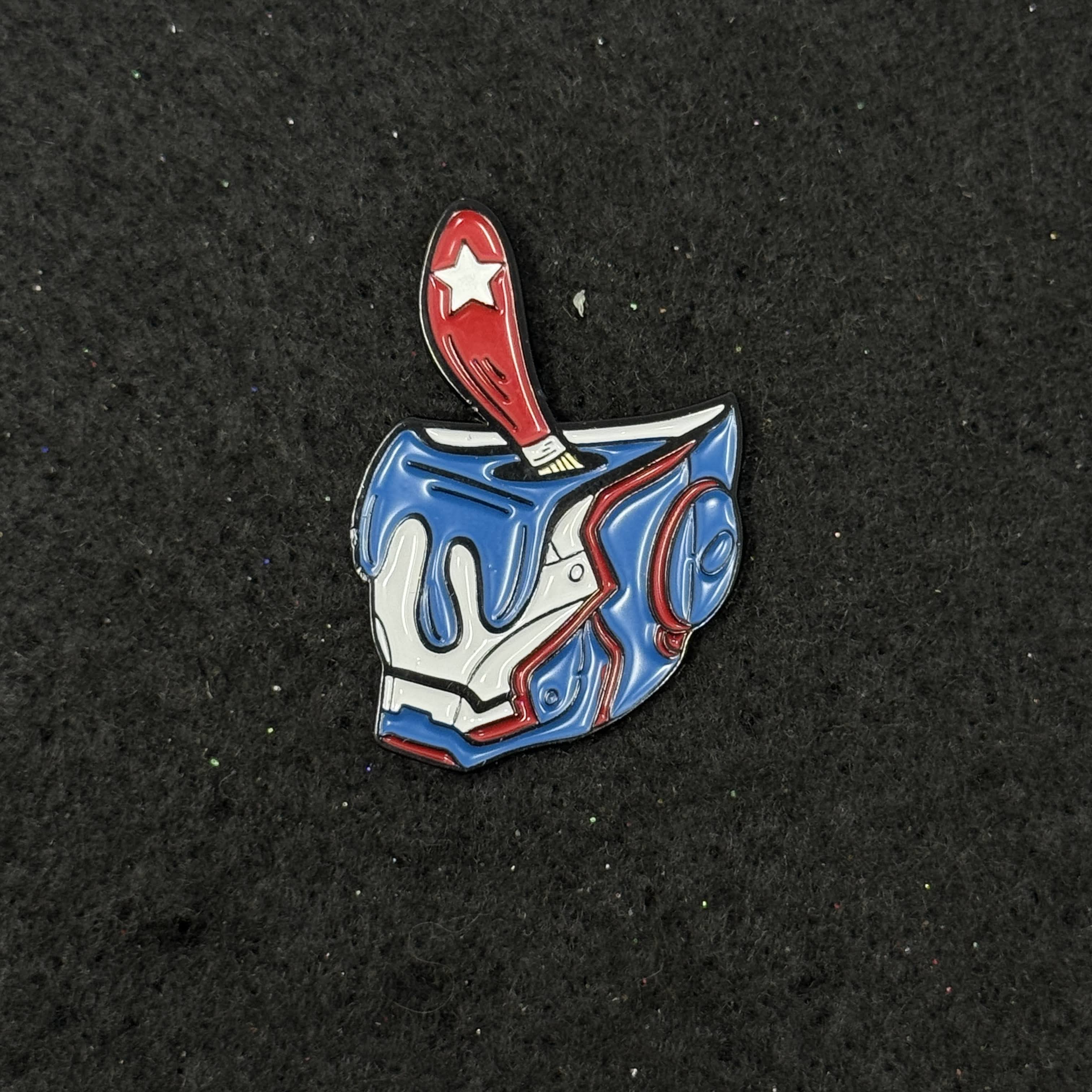 Blue Ironman Bucket Graphic Pin
