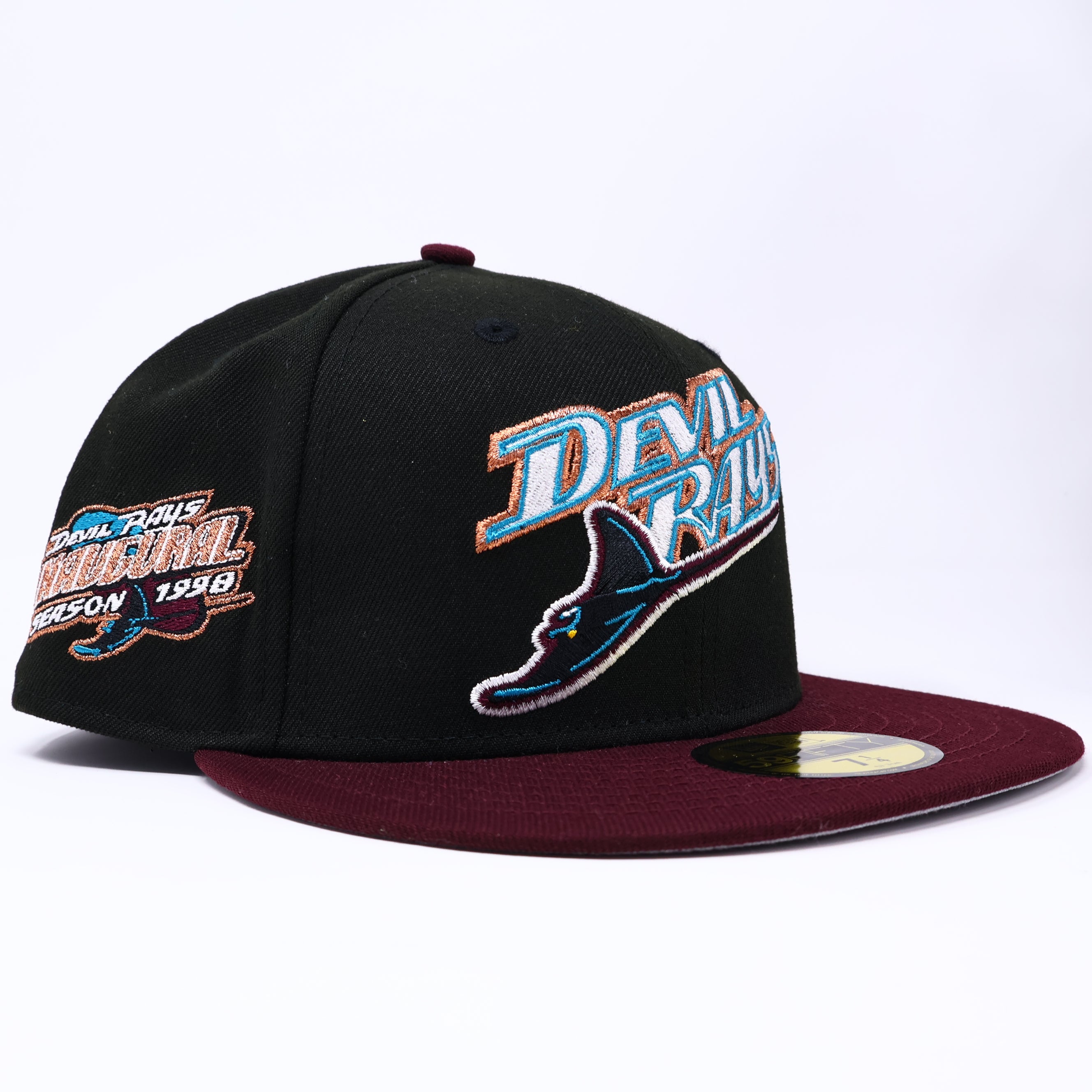 NWT 1/4 Black Tampa Bay Devil Rays 1998 Inaugural 59fifty New Era Fitted Hat Cap