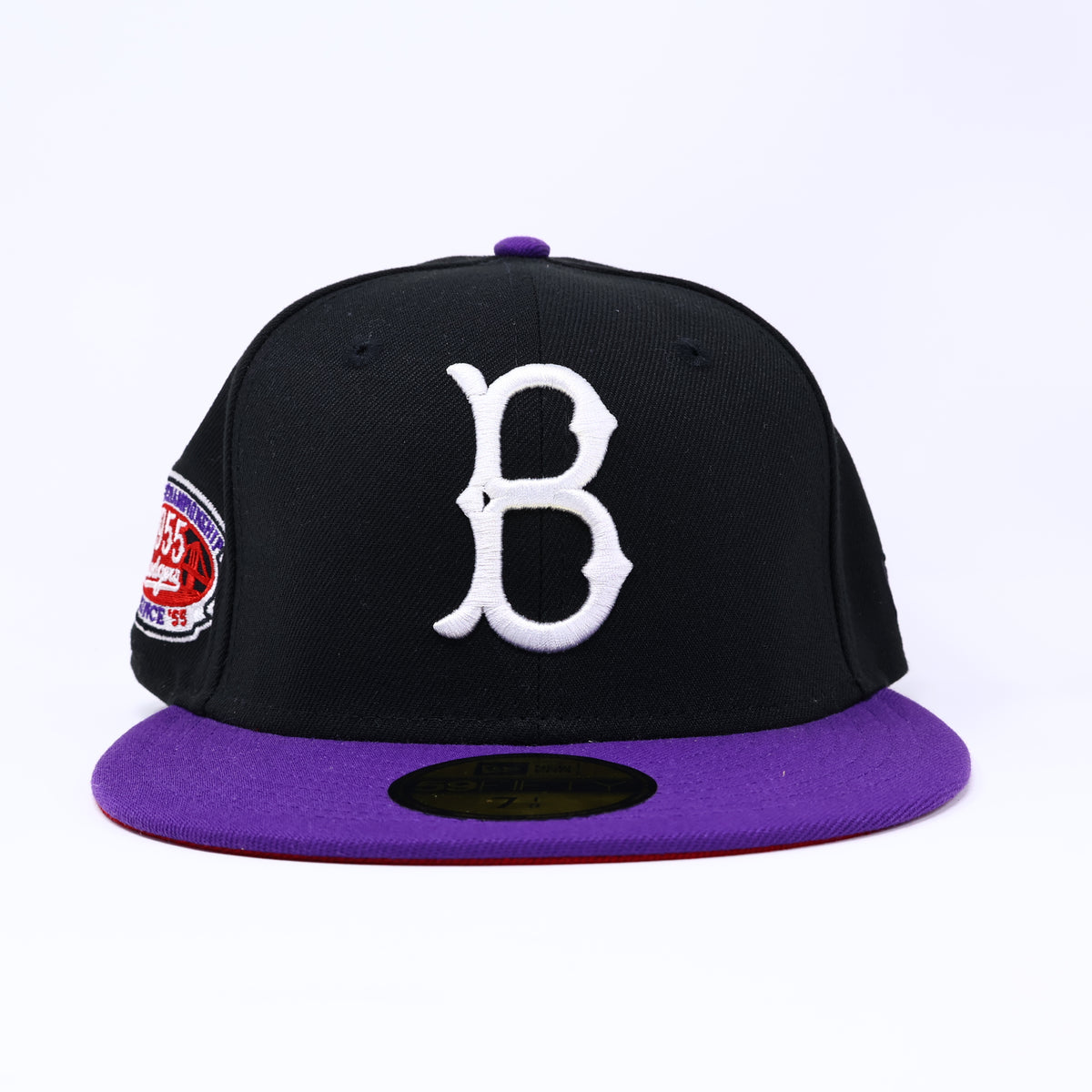 NEW 1/8 Black Brooklyn Dodgers 1955 World Champ 59fifty New Era Fitted Hat Cap